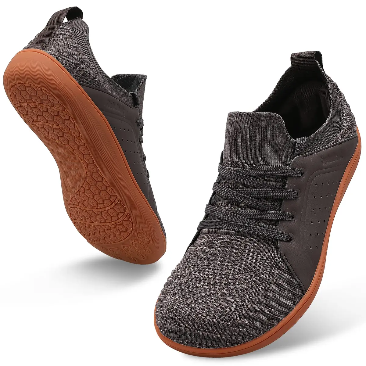 relxfeet Men's Barefoot Shoes Wide Toe Box Zero Drop Brown 8 | Ground Feedback & Flexibility - main product image