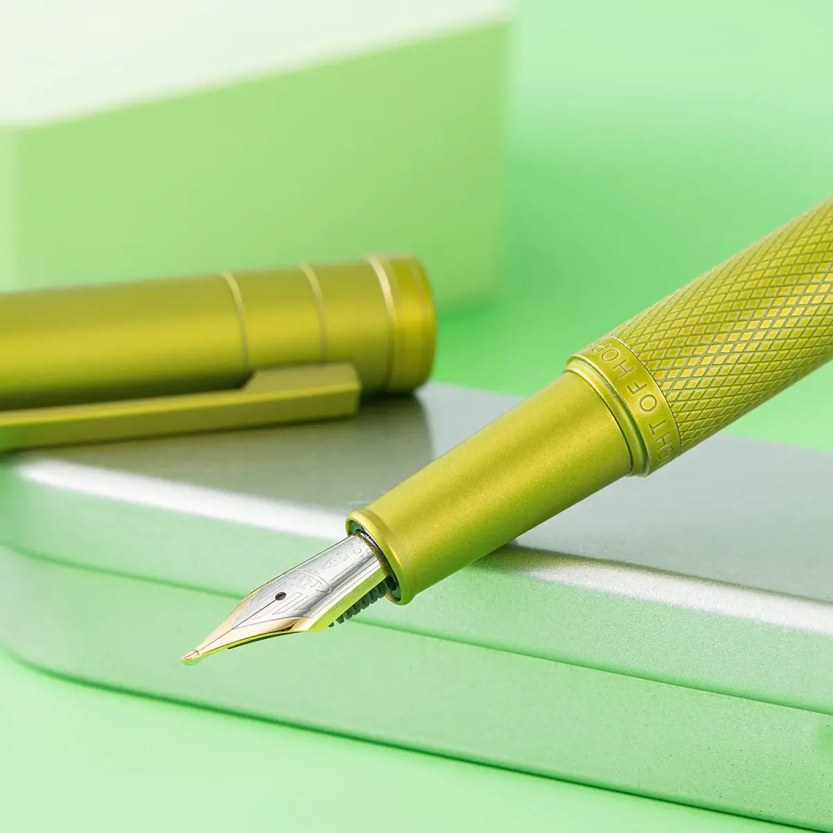 Asvine Mustard Yellow Blade Nib Fountain Pen 138mm (5.43 in) | Calligraphy Writing Instrument - view 7