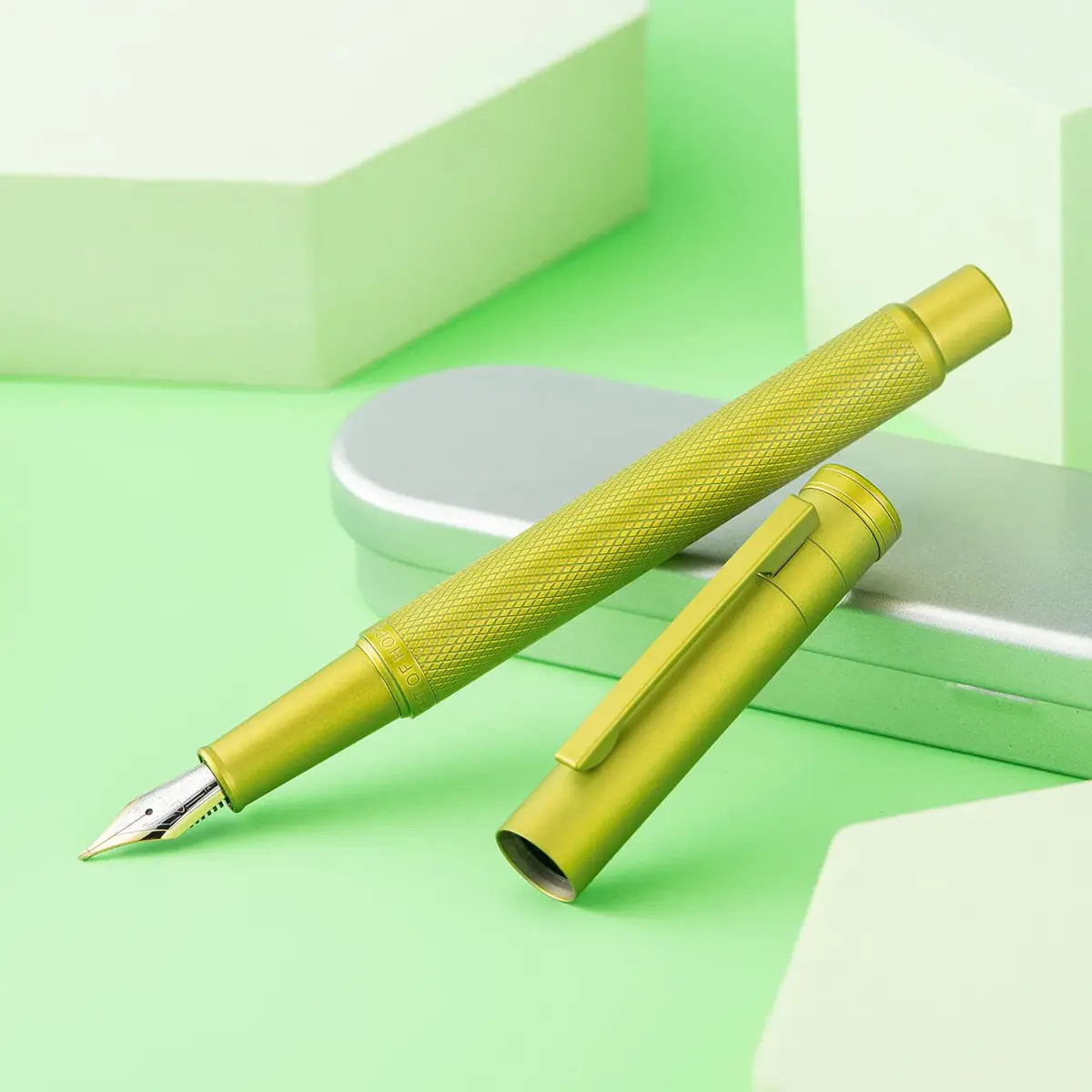 Asvine Mustard Yellow Blade Nib Fountain Pen 138mm (5.43 in) | Calligraphy Writing Instrument - view 4
