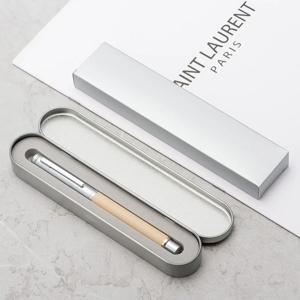 Asvine White Forest Fountain Pen Blade Nib Classic Design Calligraphy Pen with Converter and Metal Pen Case Set - view 5
