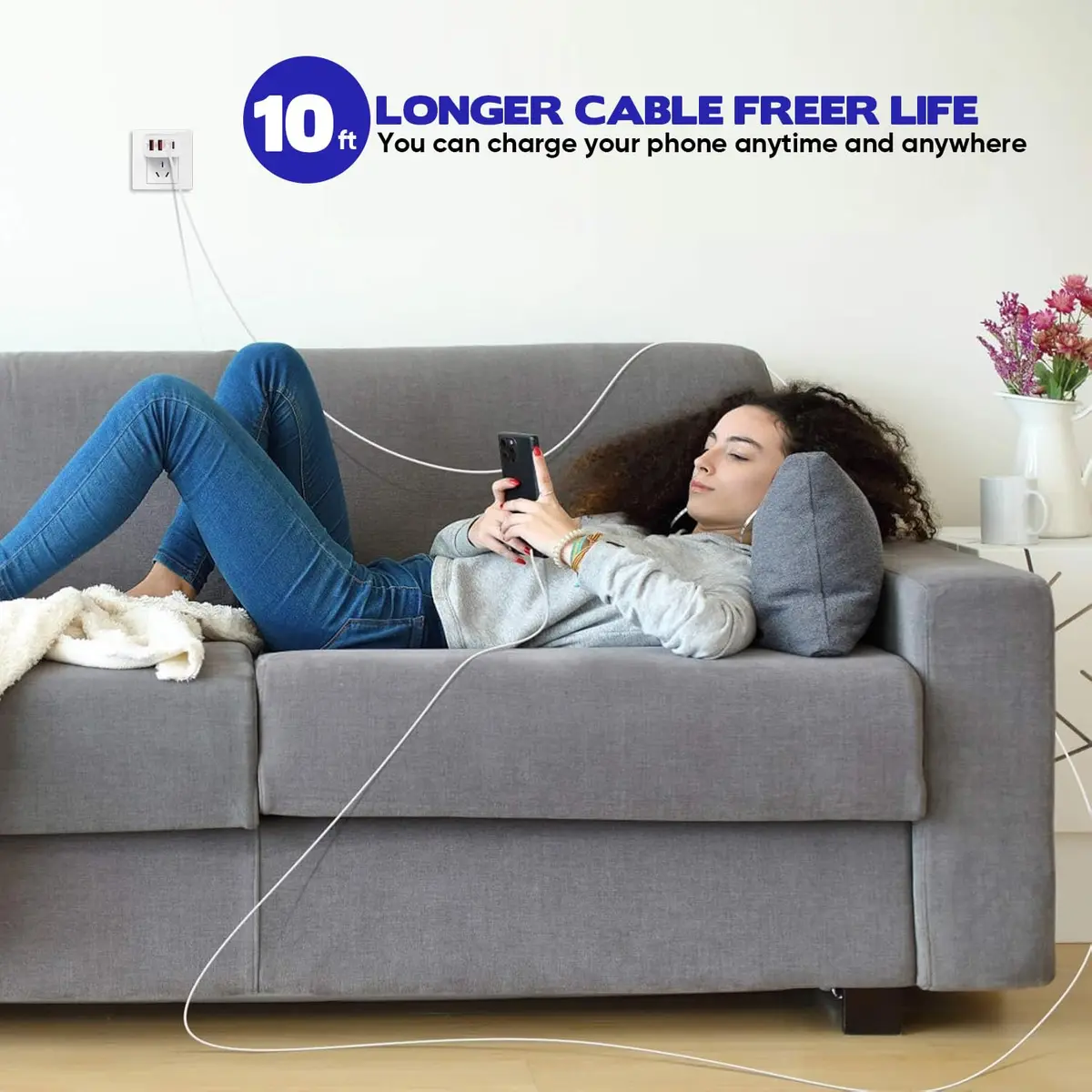 Dazana 10FT iPhone 17 16 15 Pro Charger | 2-Pack 40W USB C to C Woven Cable & Multiport Fast Charger - view 7
