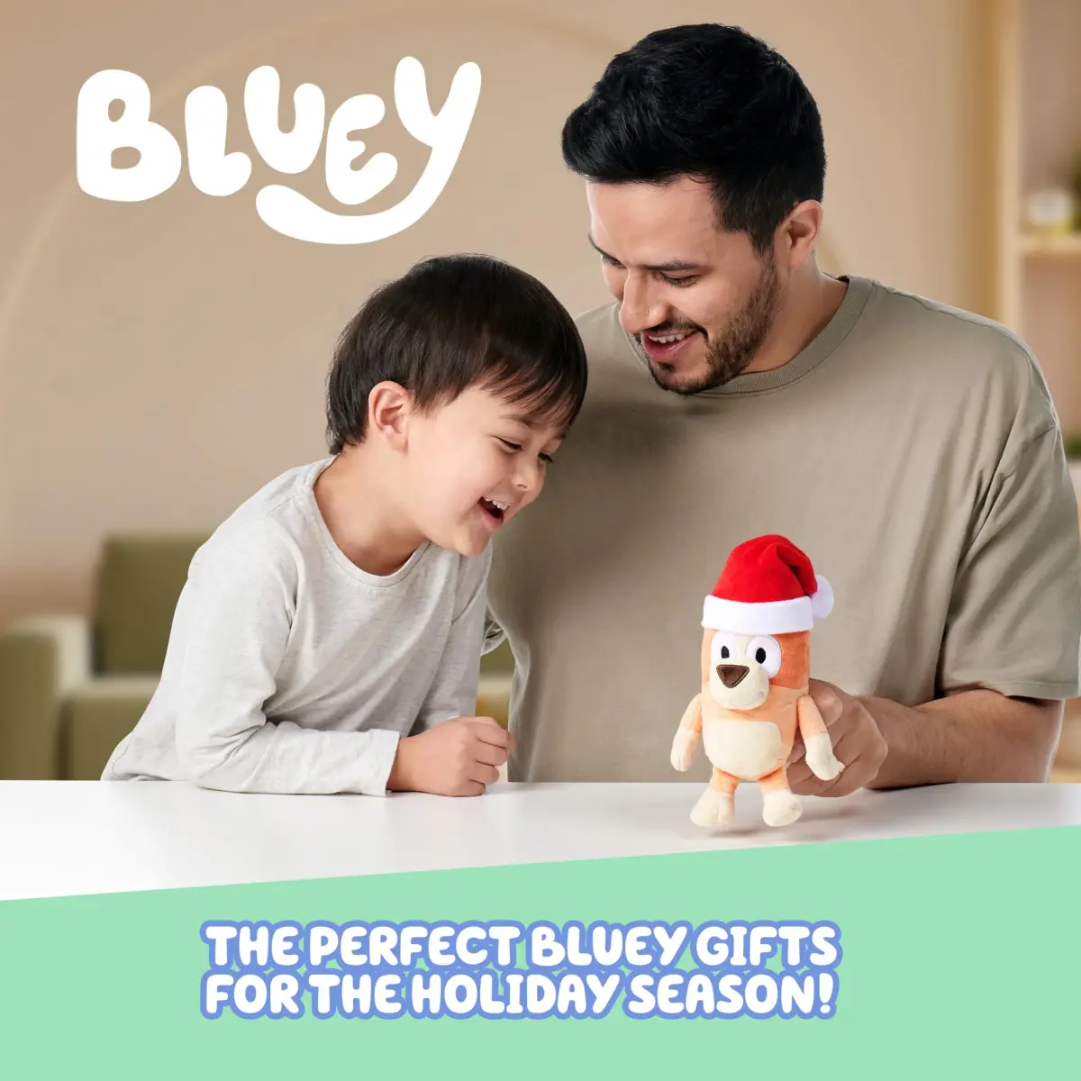 Bluey Toddler Plush Toys Pack of 2, 17.78-20.32 cm (7-8 inches) | Soft, Festive Holiday Season Plush Figures with Santa Hats - view 3