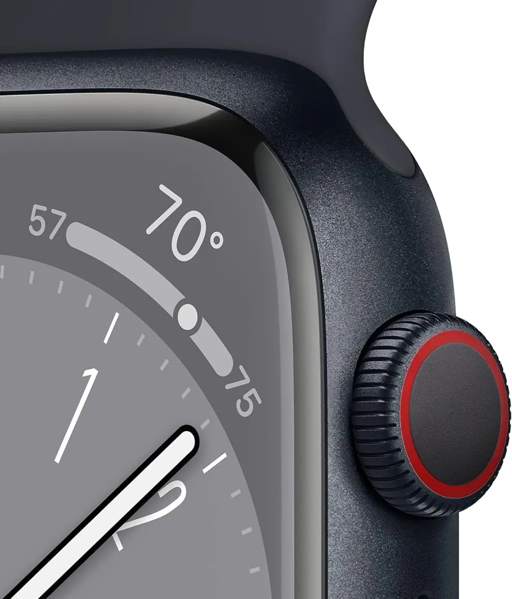 Apple Watch Series 8 GPS 41mm Midnight Aluminum Case Midnight Sport Band M/L | Essential Health & Safety Companion - view 5