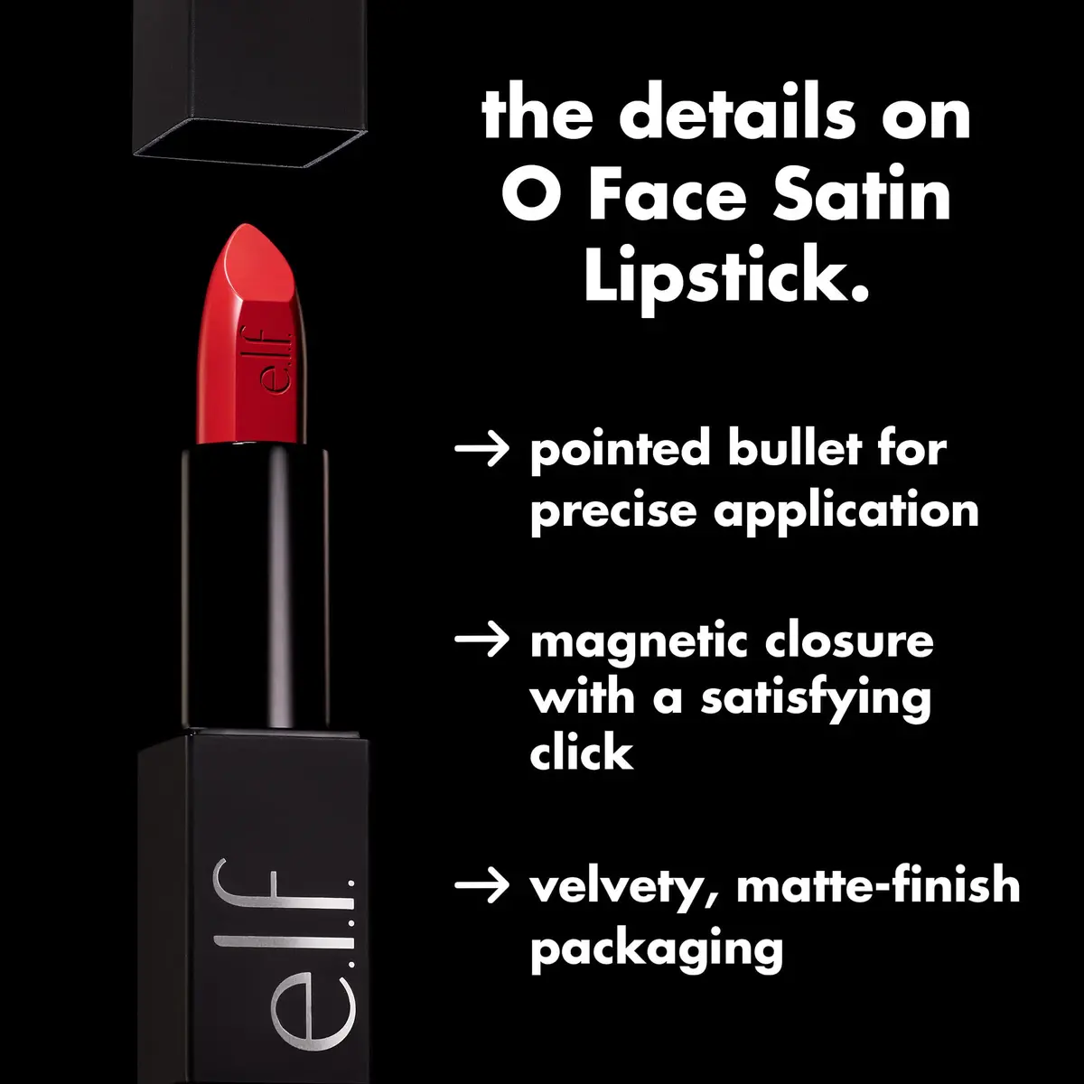 e.l.f. O Face Satin Lipstick Dirty Talk (3.8ml / 0.13 Fl Oz) | Vegan & Cruelty-Free - view 5