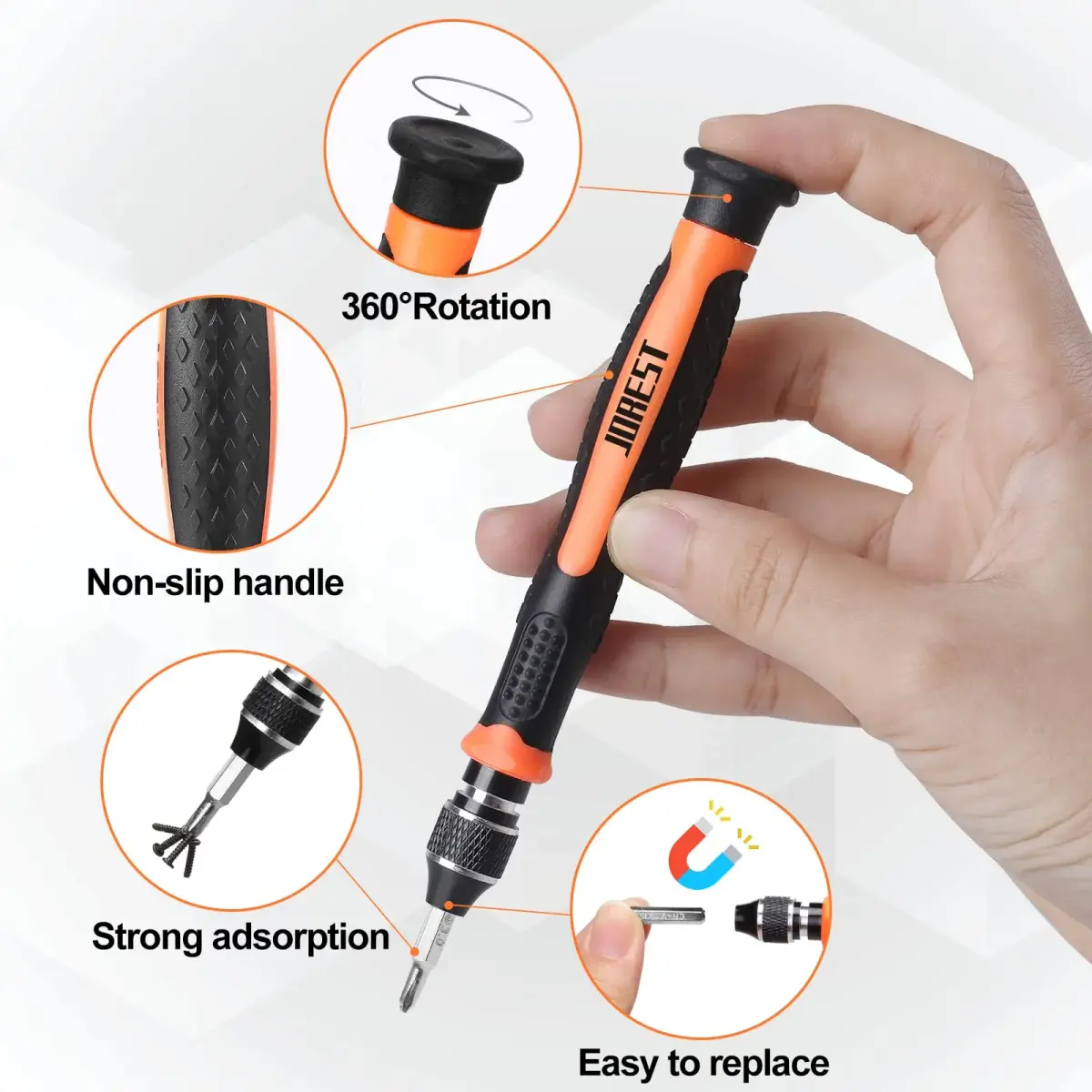 Jorest 24-Piece Precision Screwdriver Set with Torx T5 T6 T8 T9, Y00, P5 | Multi-Bit Repair Tool Kit for Electronics & Gadgets - view 2
