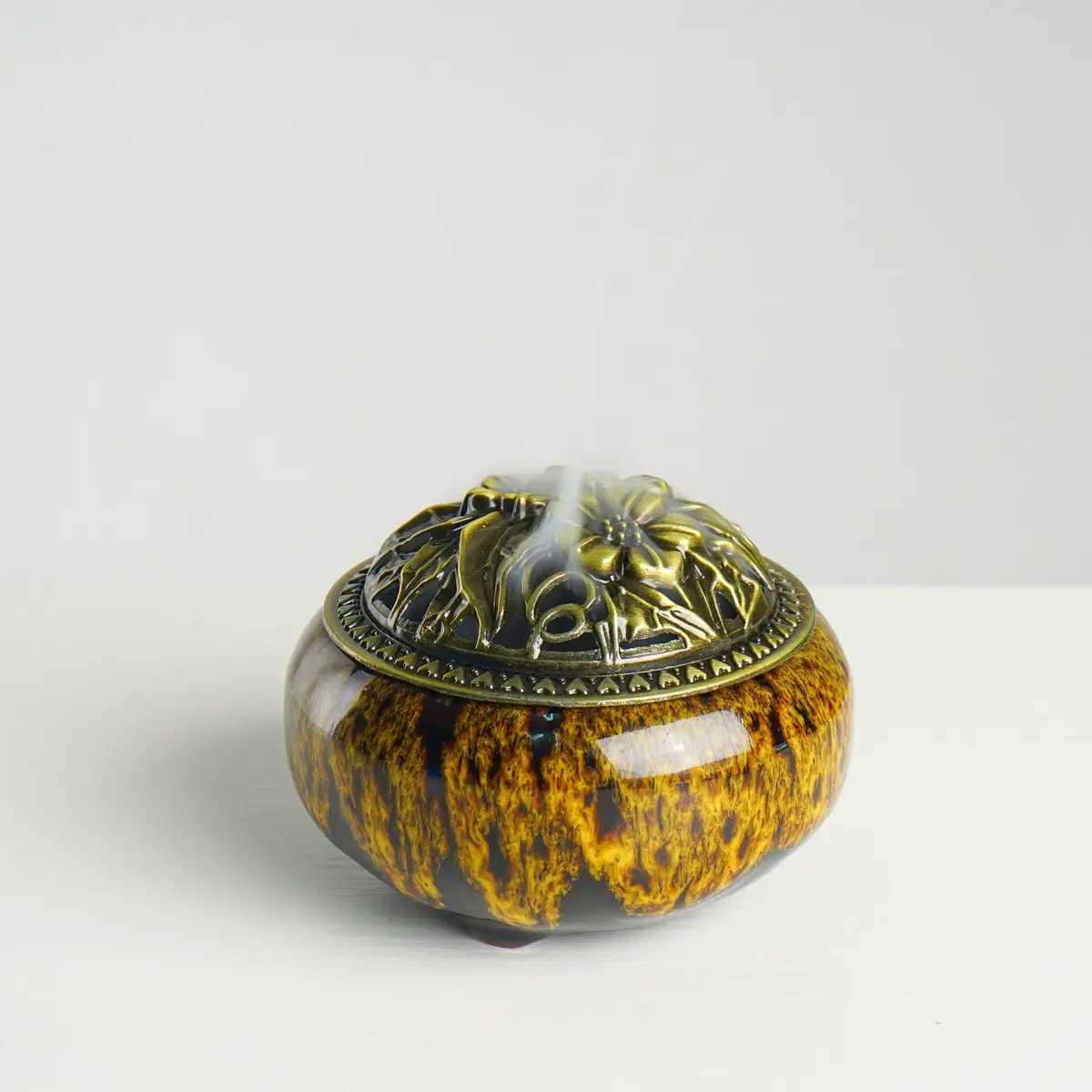 LamDawn Incense Burner with Calabash Holder | Porcelain Ceramic for Resin & Coil Incense - view 2