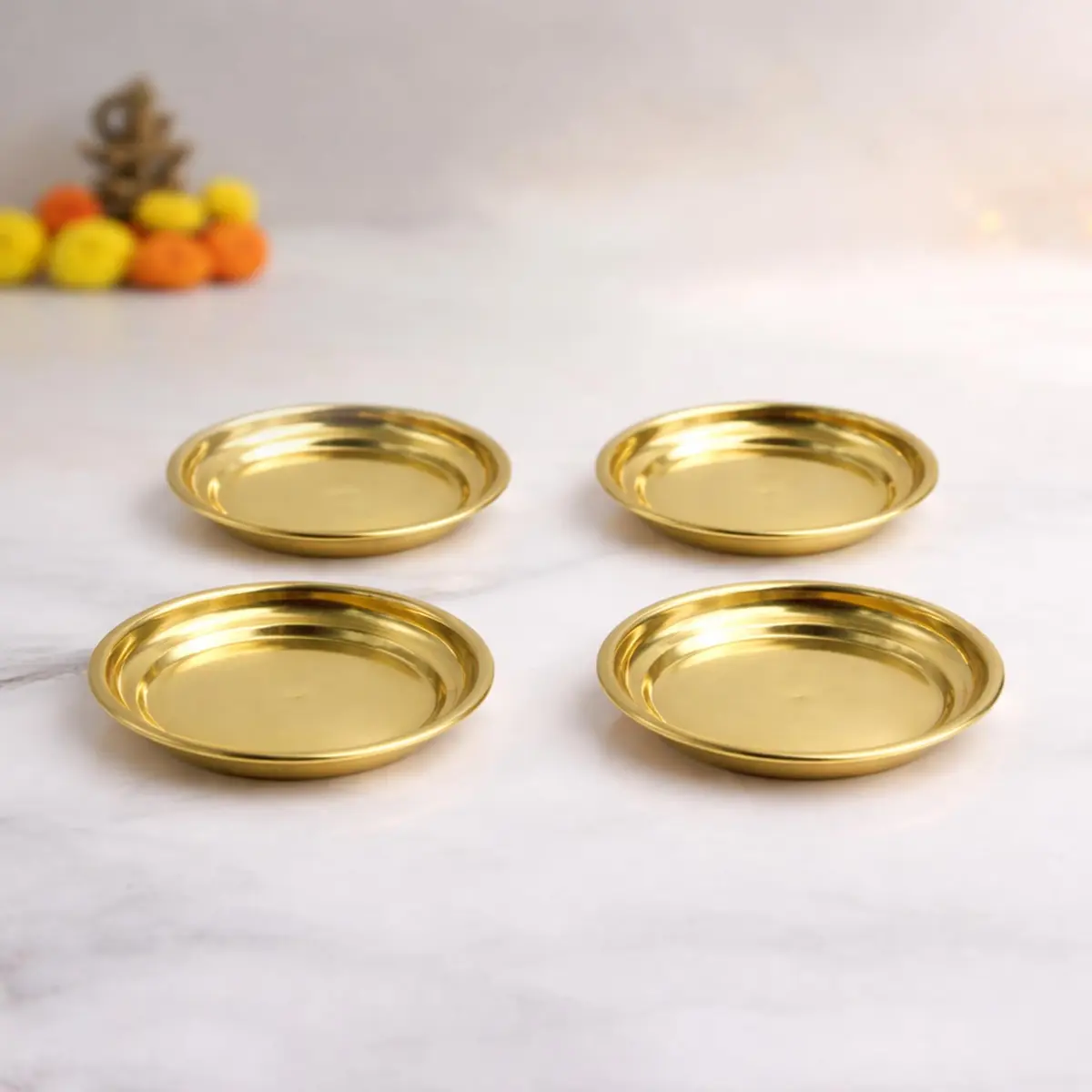 Spillbox Traditional Brass Diya for Puja 8.4cm (2-Pack) | Authentic Indian Pooja Aarti Lamp - view 5