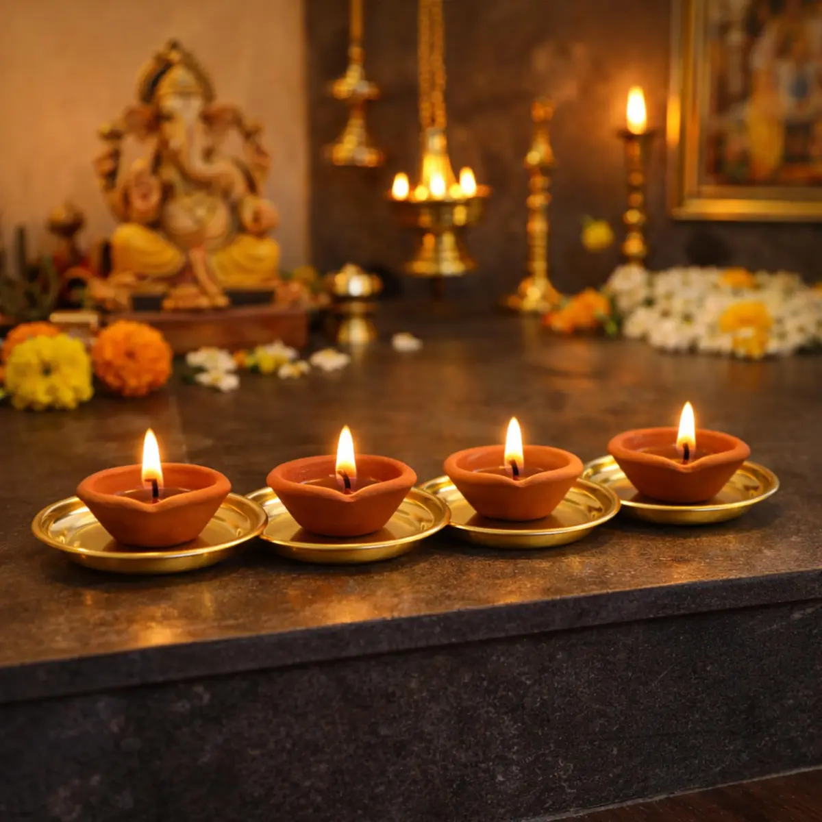 Spillbox Traditional Brass Diya for Puja 8.4cm (2-Pack) | Authentic Indian Pooja Aarti Lamp - view 6