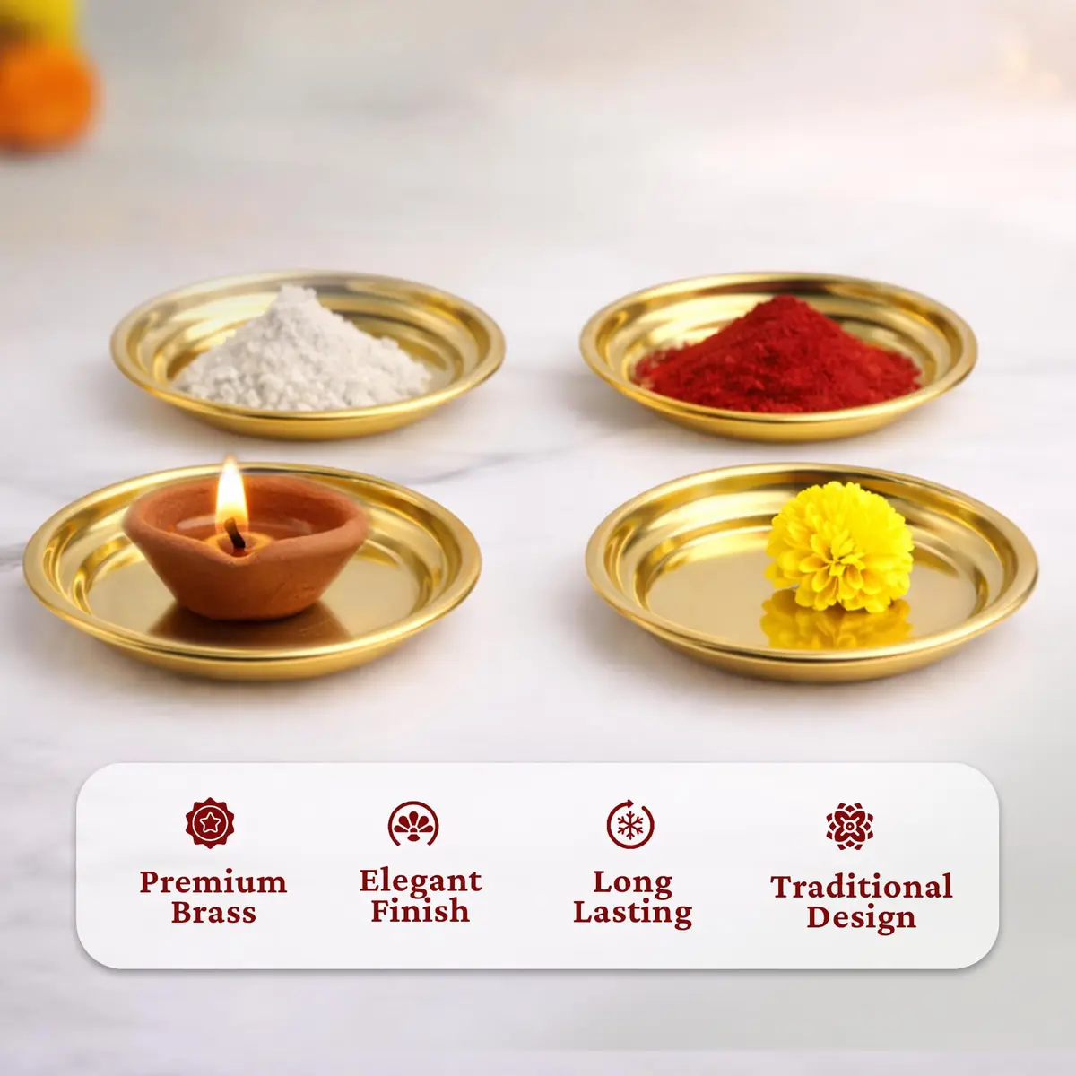 Spillbox Traditional Brass Diya for Puja 8.4cm (2-Pack) | Authentic Indian Pooja Aarti Lamp - view 9