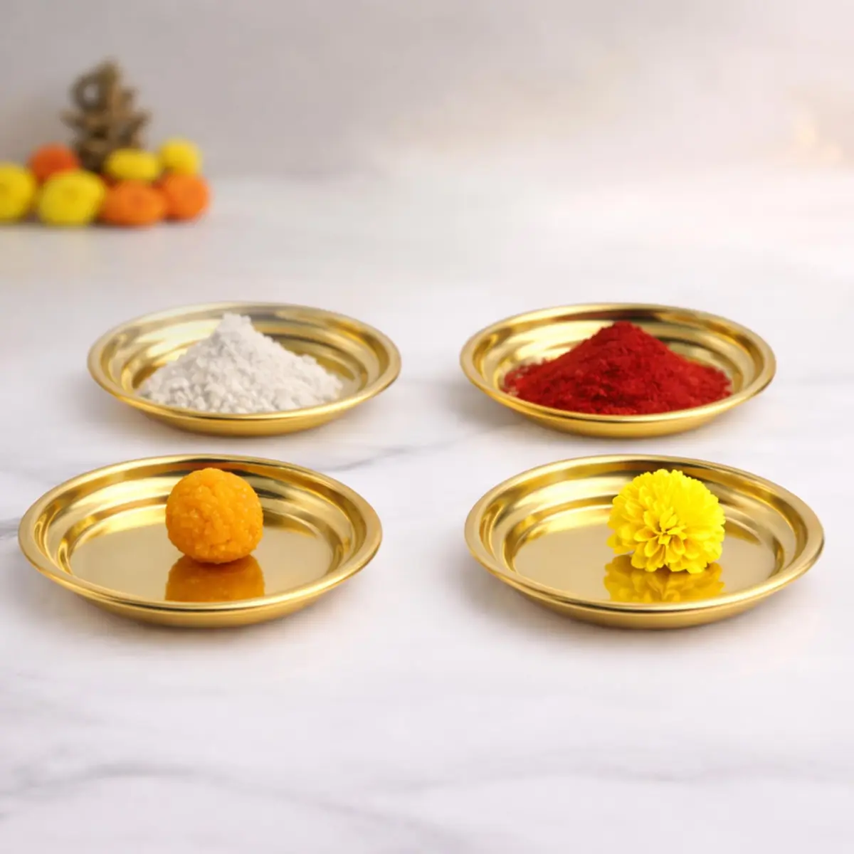Spillbox Traditional Brass Diya for Puja 8.4cm (2-Pack) | Authentic Indian Pooja Aarti Lamp - view 2