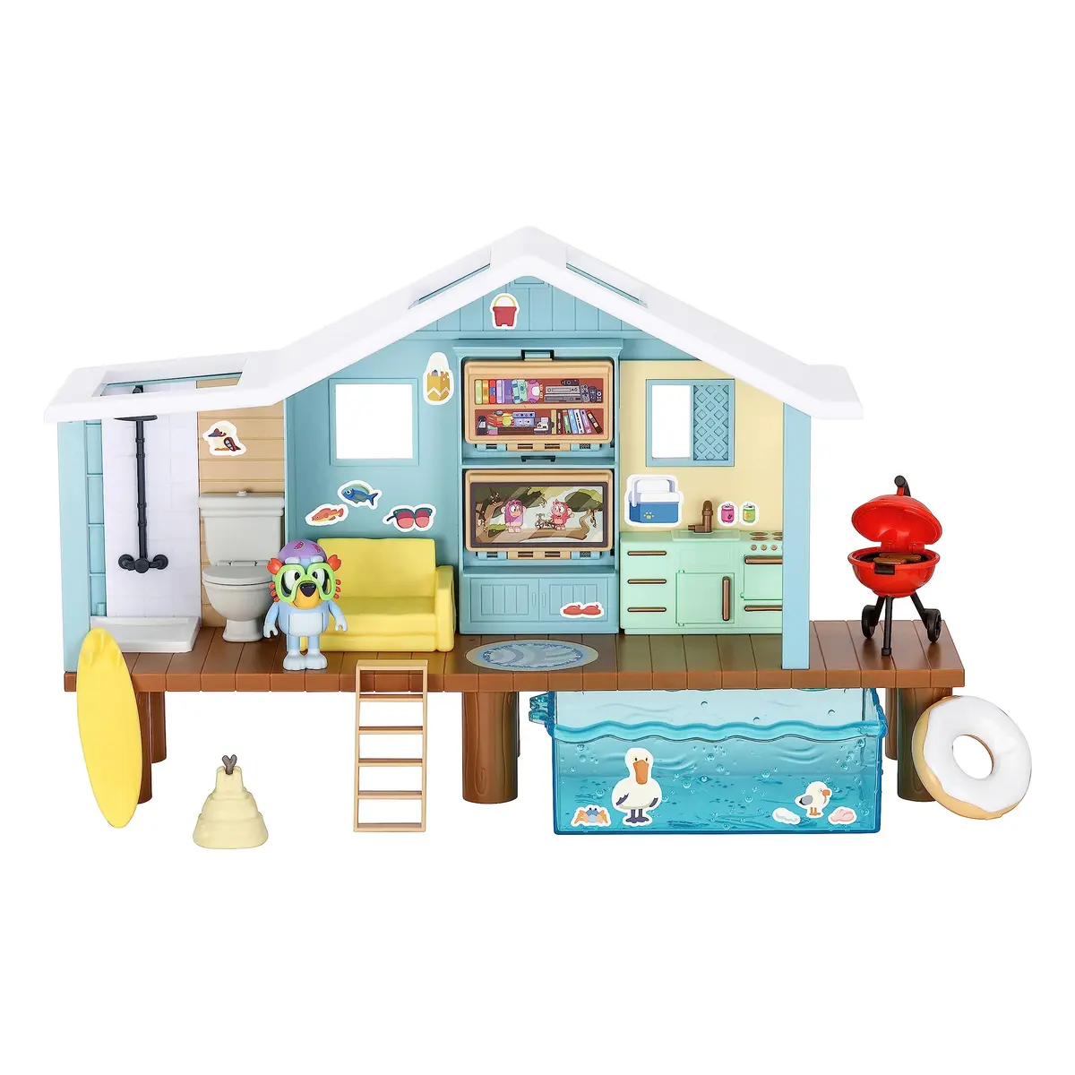 Bluey Beach Cabin Playset 10-Inch (25.4cm) with 10 Play Pieces & Goggles Figure | ASTM-Tested Toy for Kids Ages 3+ - main product image