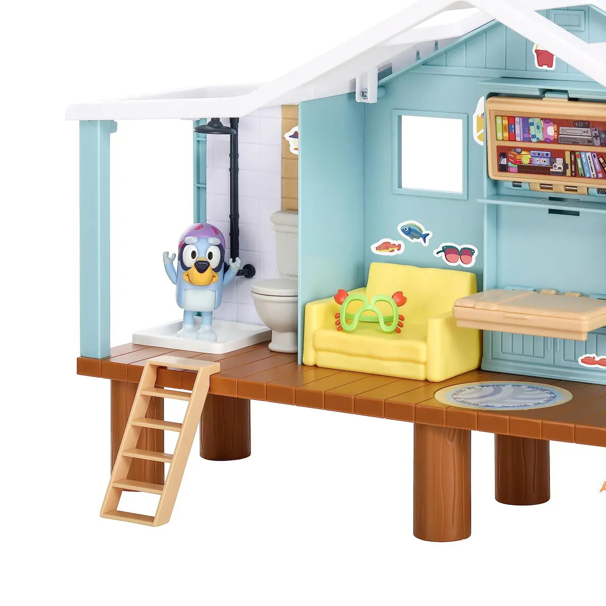 Bluey Beach Cabin Playset 10-Inch (25.4cm) with 10 Play Pieces & Goggles Figure | ASTM-Tested Toy for Kids Ages 3+ - view 5
