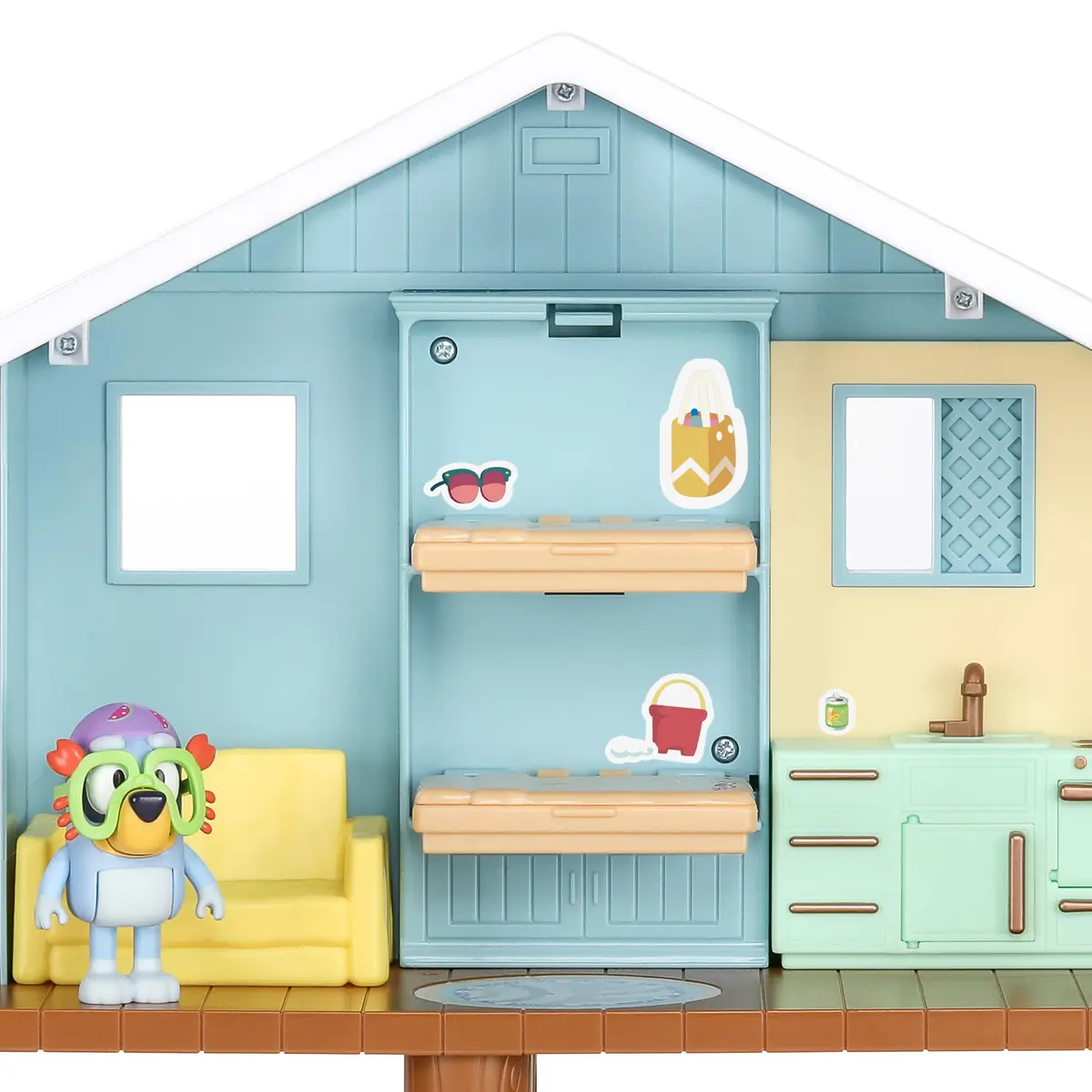 Bluey Beach Cabin Playset 10-Inch (25.4cm) with 10 Play Pieces & Goggles Figure | ASTM-Tested Toy for Kids Ages 3+ - view 6