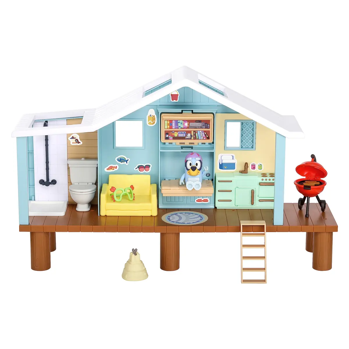 Bluey Beach Cabin Playset 10-Inch (25.4cm) with 10 Play Pieces & Goggles Figure | ASTM-Tested Toy for Kids Ages 3+ - view 7