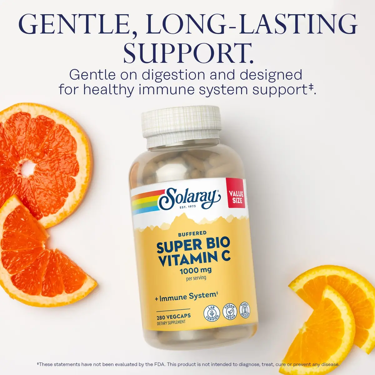 SOLARAY Super Bio Buffered Vitamin C 1000 mg Time Release, 280 VegCaps | Supports Immunity & Collagen - view 3