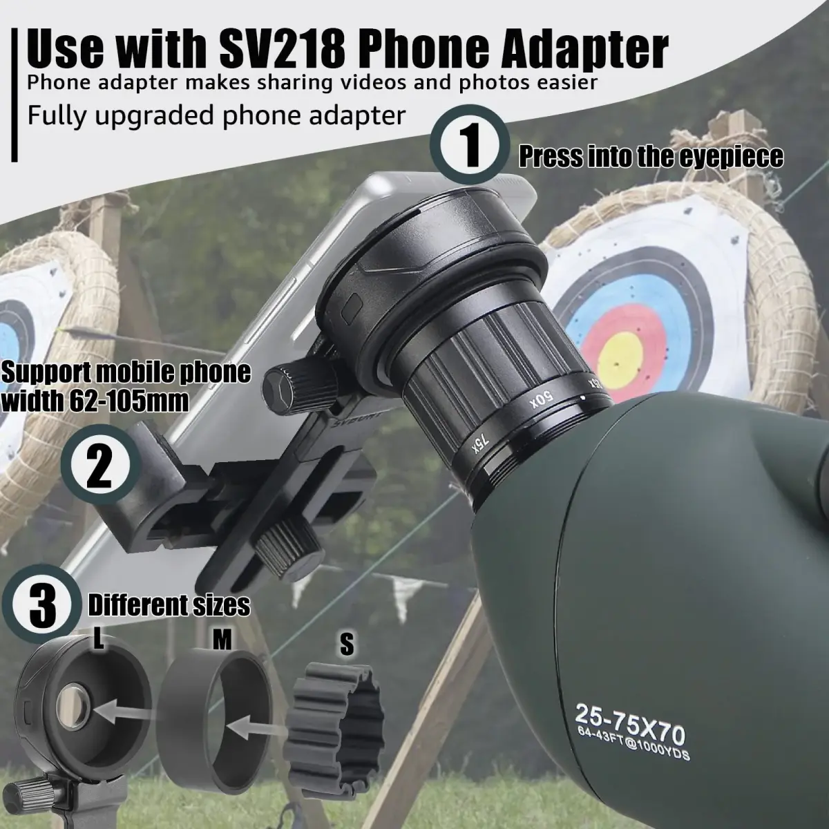 SVBONY SV28 Spotting Scope 25-75x70mm | Stable Aluminum Tripod & Phone Adapter - view 5