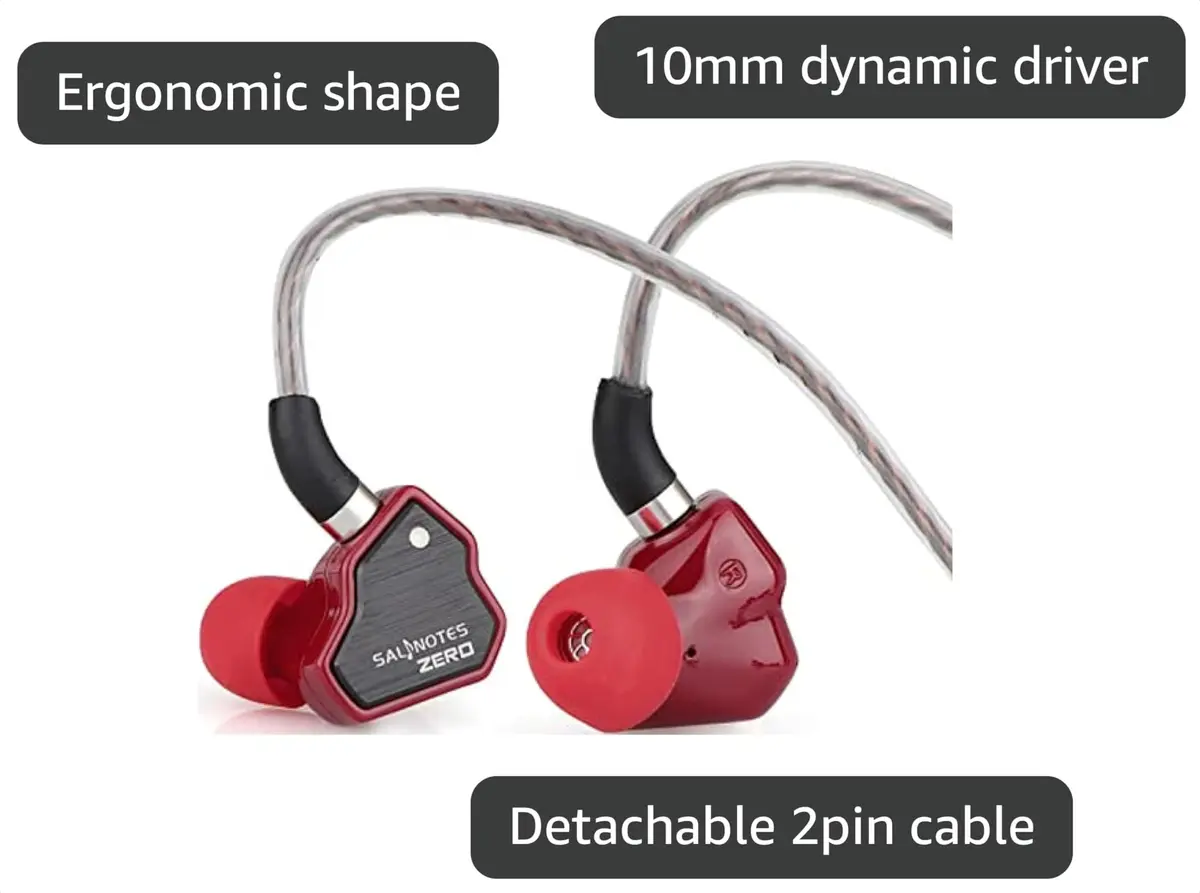Linsoul Salnotes Zero In-Ear Earphones 10mm Dynamic Driver | HiFi Sound, Detachable Cable, Red - view 3