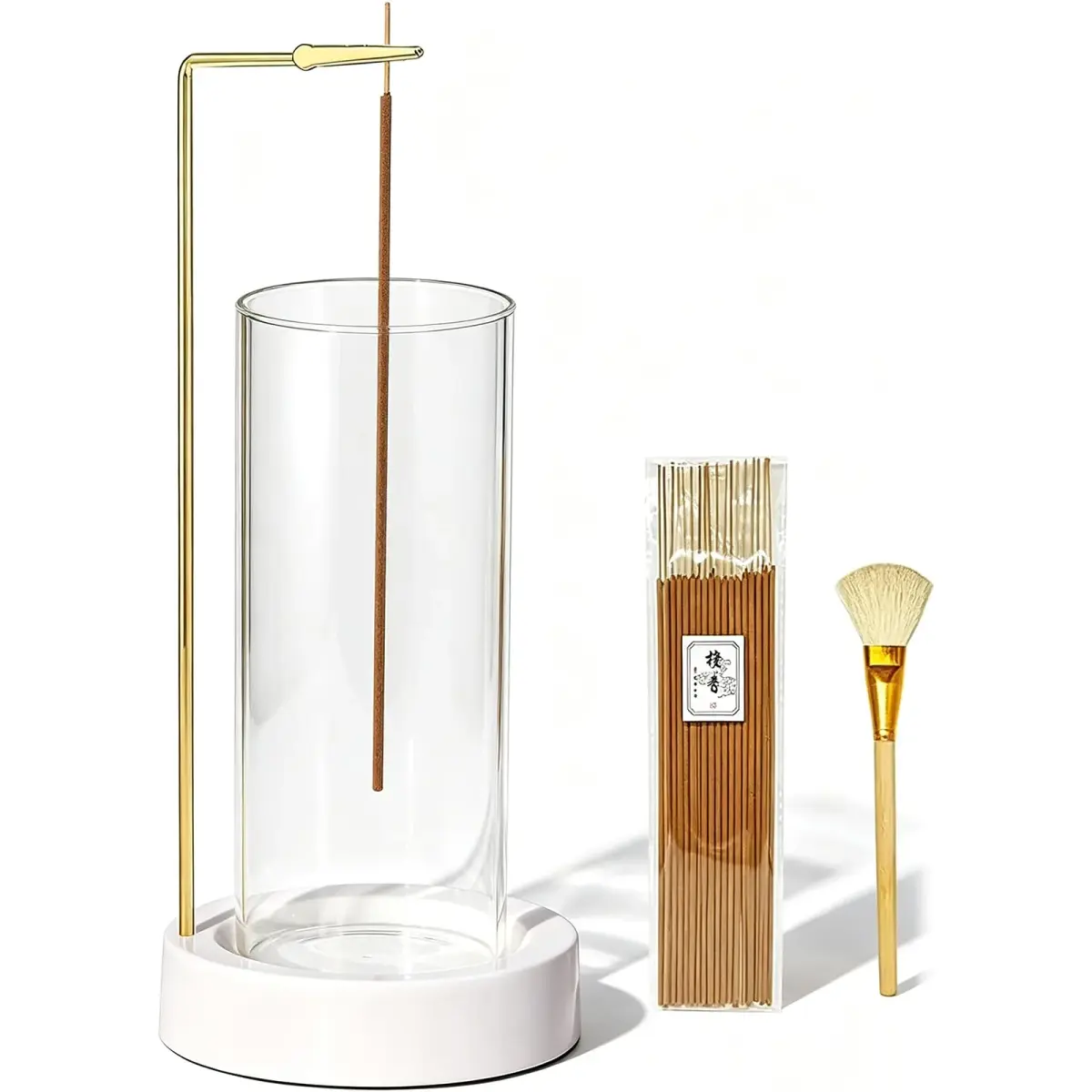 CEREMONY Ceramic Incense Holder with Glass Ash Catcher & 20 Sticks | 27.6 cm (10.9 in) Height - main product image