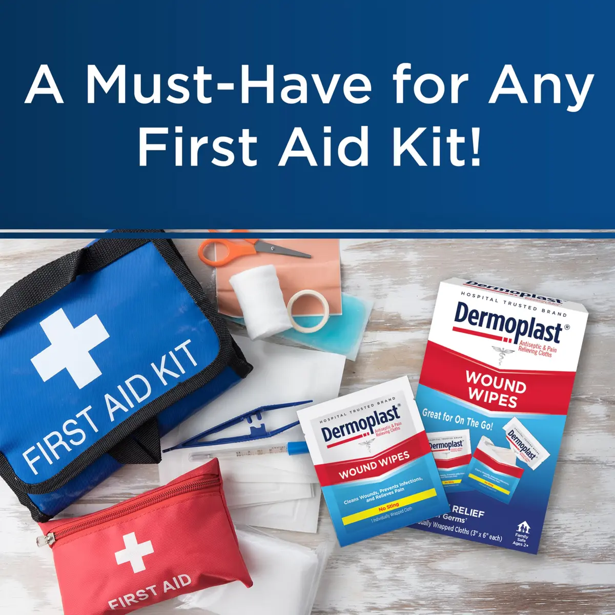 Dermoplast Wound Wipes, Antiseptic First Aid Cloths, 10 Count | No-Sting, Pain-Relief, Portable First Aid - view 6