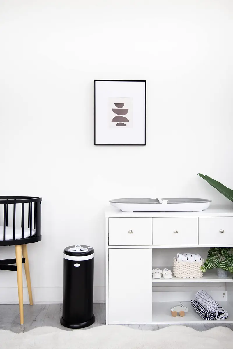 Ubbi Stainless Steel Diaper Pail No Special Bag Odor-Locking Matte Black | Nursery Essential - view 6