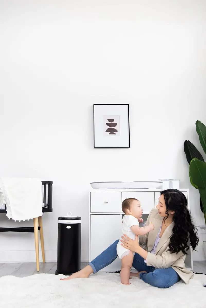 Ubbi Stainless Steel Diaper Pail No Special Bag Odor-Locking Matte Black | Nursery Essential - view 7