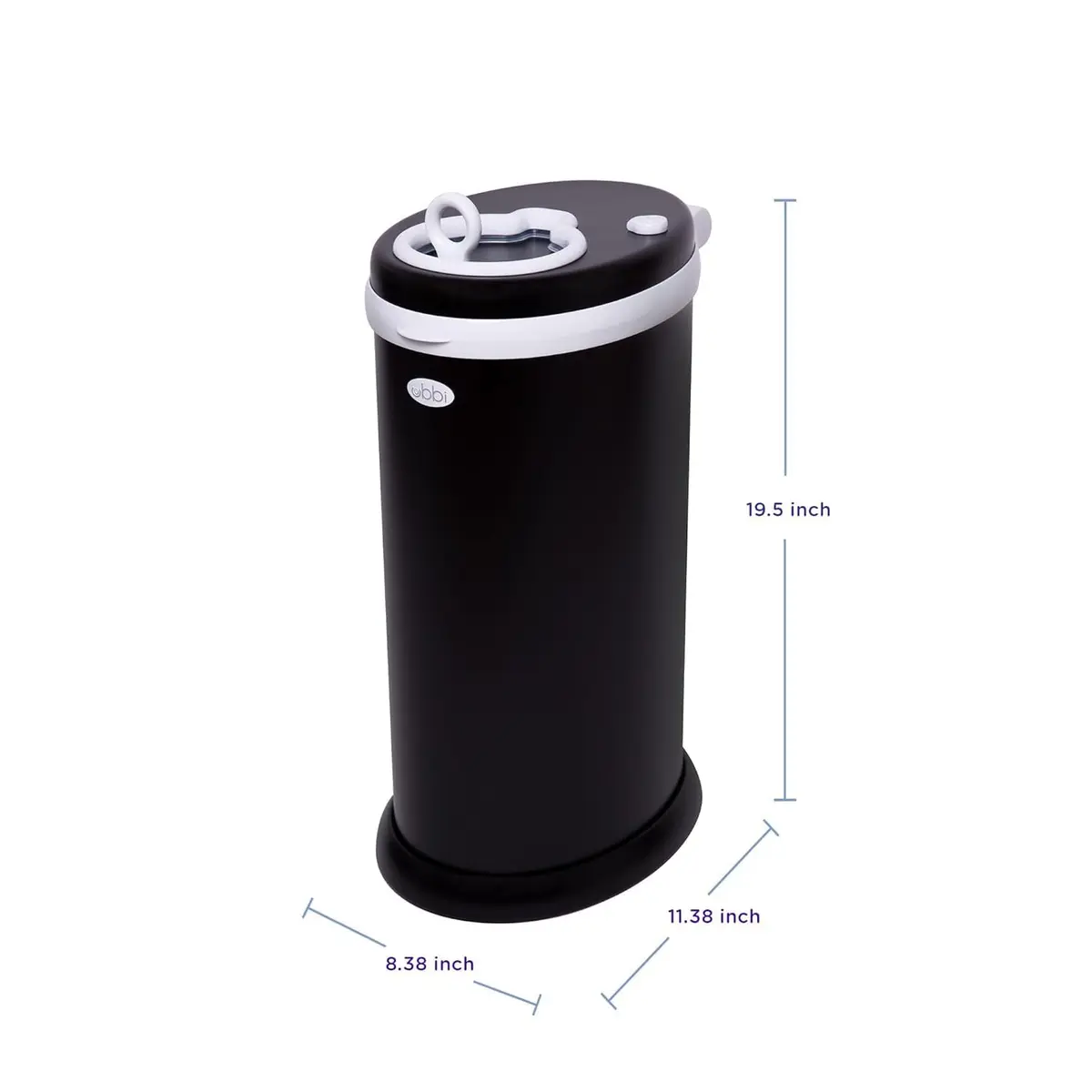 Ubbi Stainless Steel Diaper Pail No Special Bag Odor-Locking Matte Black | Nursery Essential - view 8