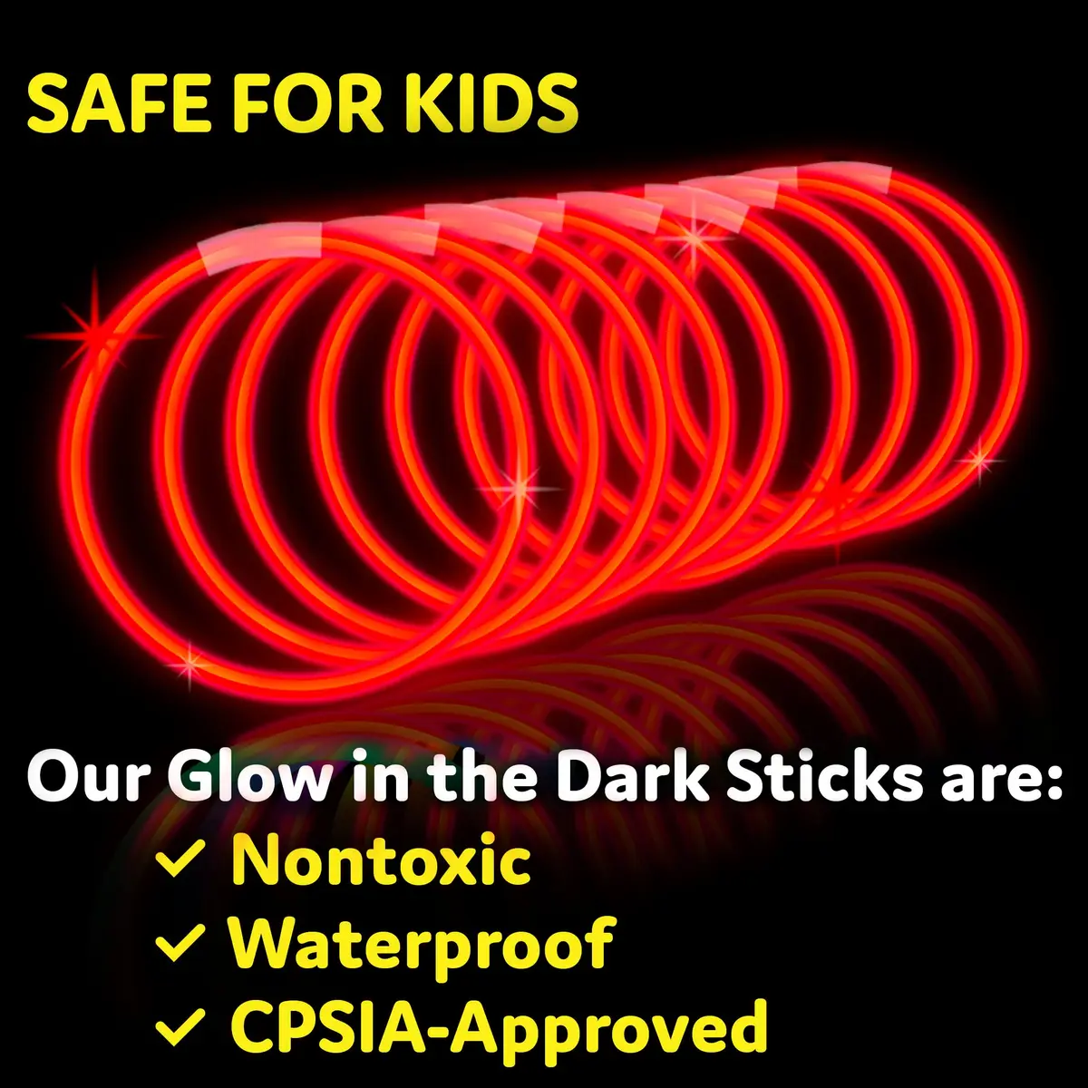 PartySticks Red Glow Sticks 100 Count | 8 Inch Glow in The Dark Light Up Sticks for Parties & Decorations - view 6