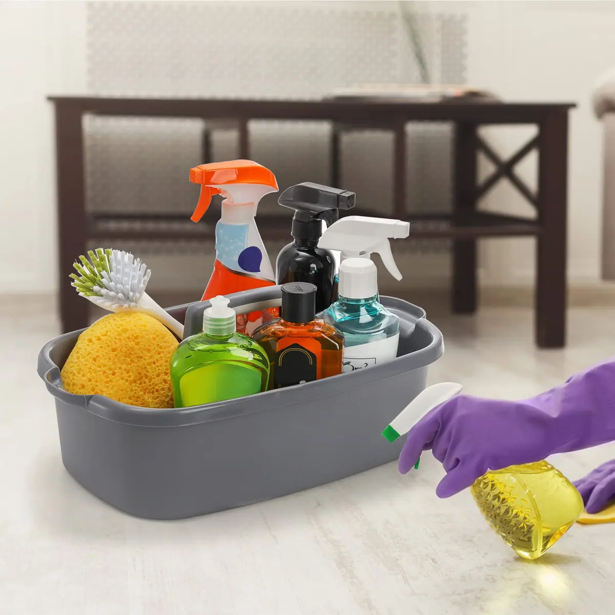 TOPZEA 2 Pack Large Plastic Cleaning Caddy with Handle | Holds 8+ Spray Bottles & Tools - view 7