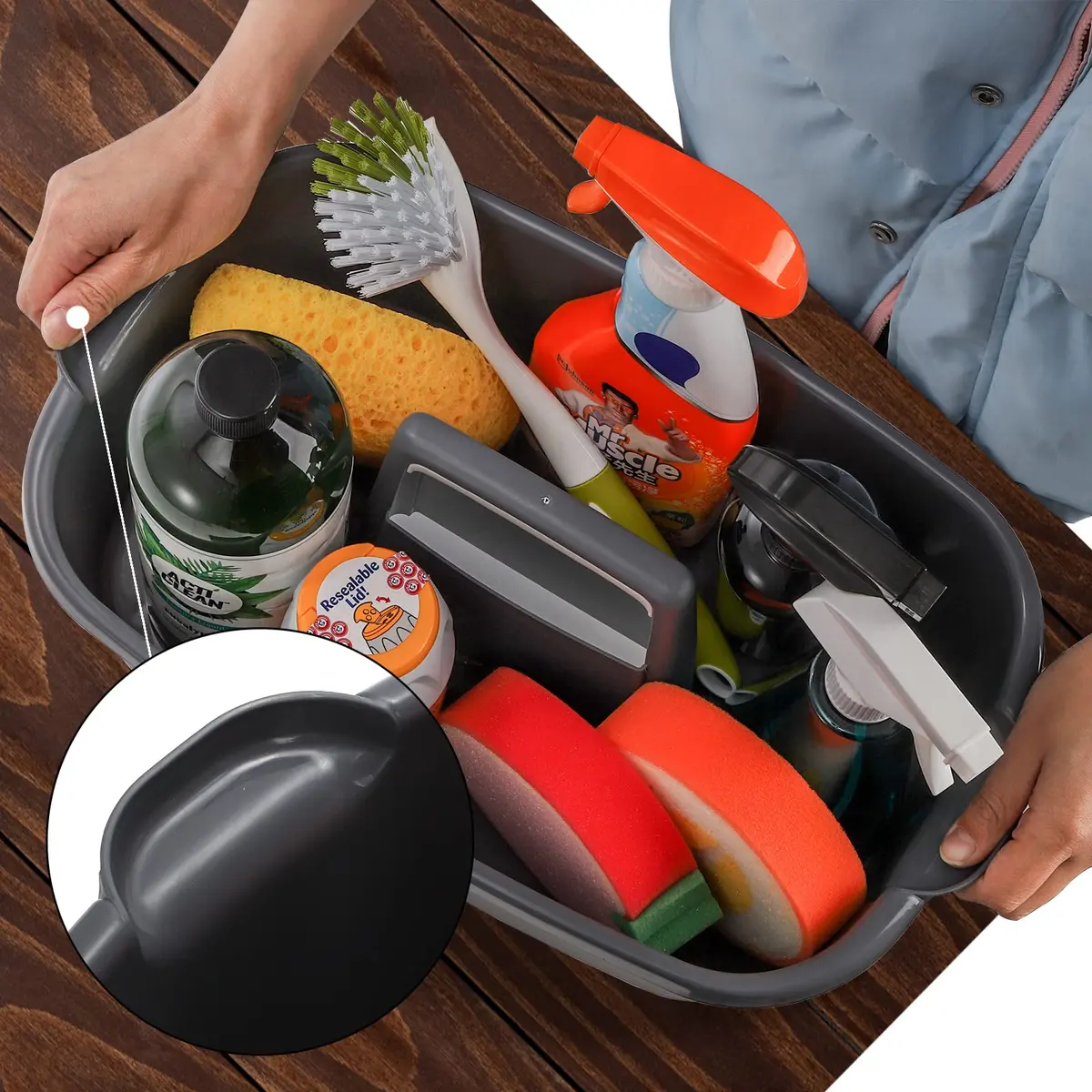 TOPZEA 2 Pack Large Plastic Cleaning Caddy with Handle | Holds 8+ Spray Bottles & Tools - view 4