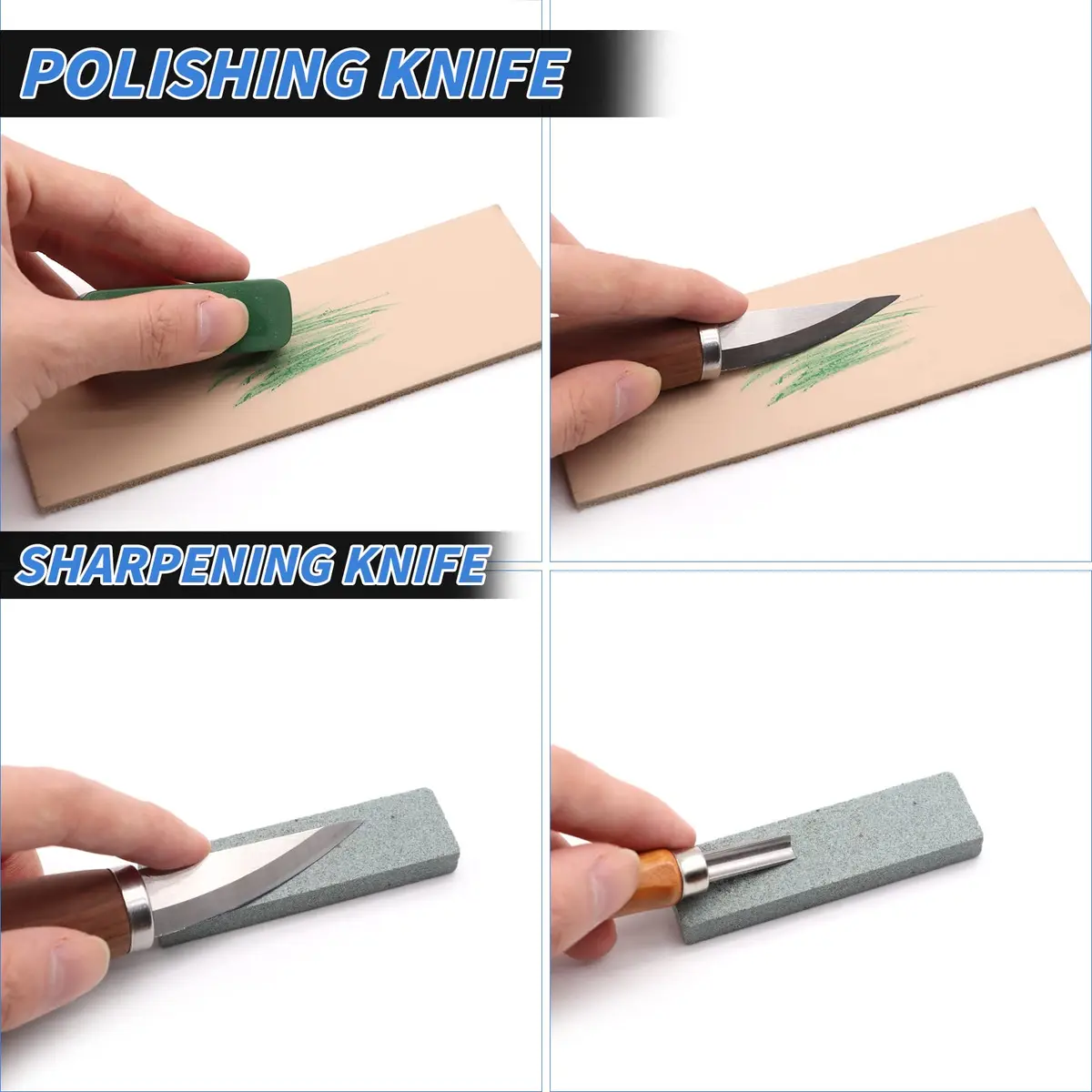 VIBRATITE Wood Carving Kit, 19 PCS Beginner Whittling Tools with Black Walnut Handles | Includes Sharpening Stone & Leather Strop - view 3
