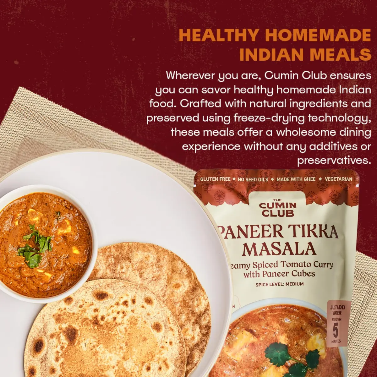 the cumin club Paneer Tikka Masala | Authentic Indian Meal Kit | 5 Pouches - view 7