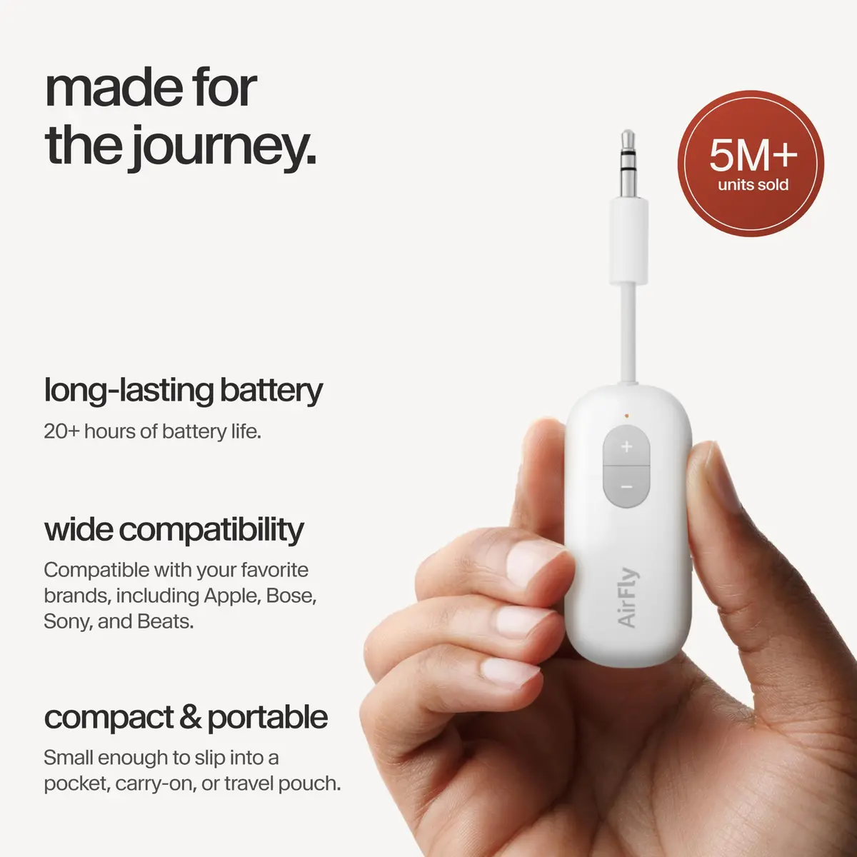 Twelve South AirFly SE Bluetooth Wireless Audio Transmitter Adapter White | Connect AirPods to Airplanes & Gym Equipment - view 4