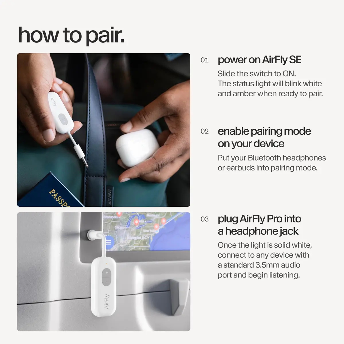 Twelve South AirFly SE Bluetooth Wireless Audio Transmitter Adapter White | Connect AirPods to Airplanes & Gym Equipment - view 6