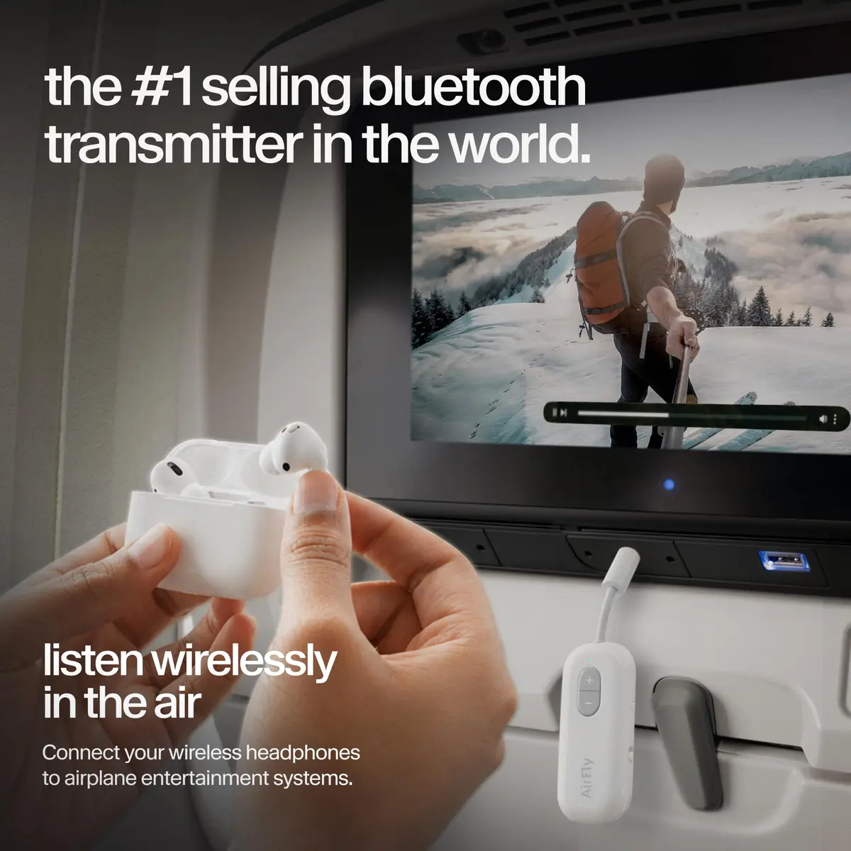 Twelve South AirFly SE Bluetooth Wireless Audio Transmitter Adapter White | Connect AirPods to Airplanes & Gym Equipment - view 3