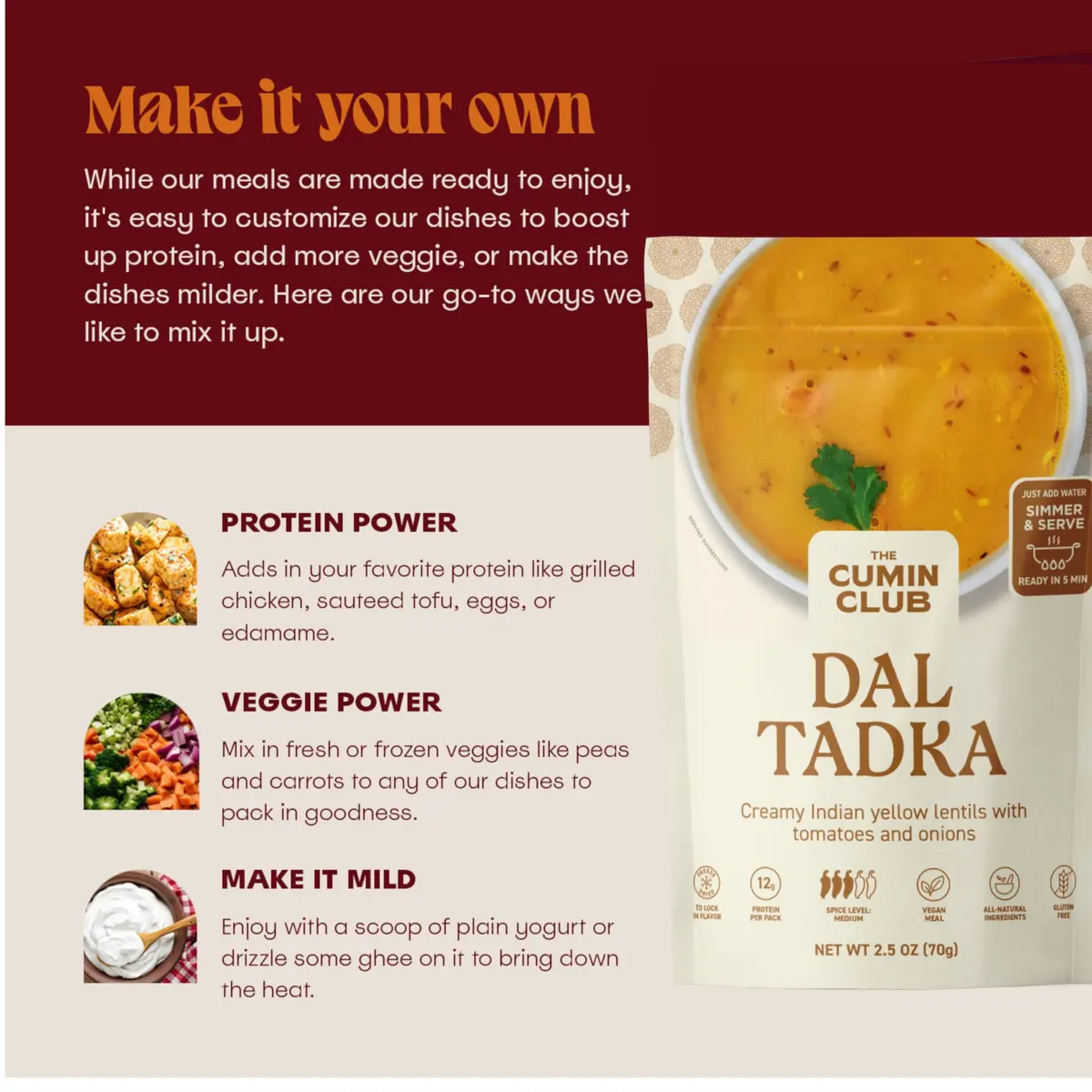 the cumin club Dal Tadka (Yellow Lentil) | Authentic Indian Meal, Vegetarian & Gluten-Free - view 6