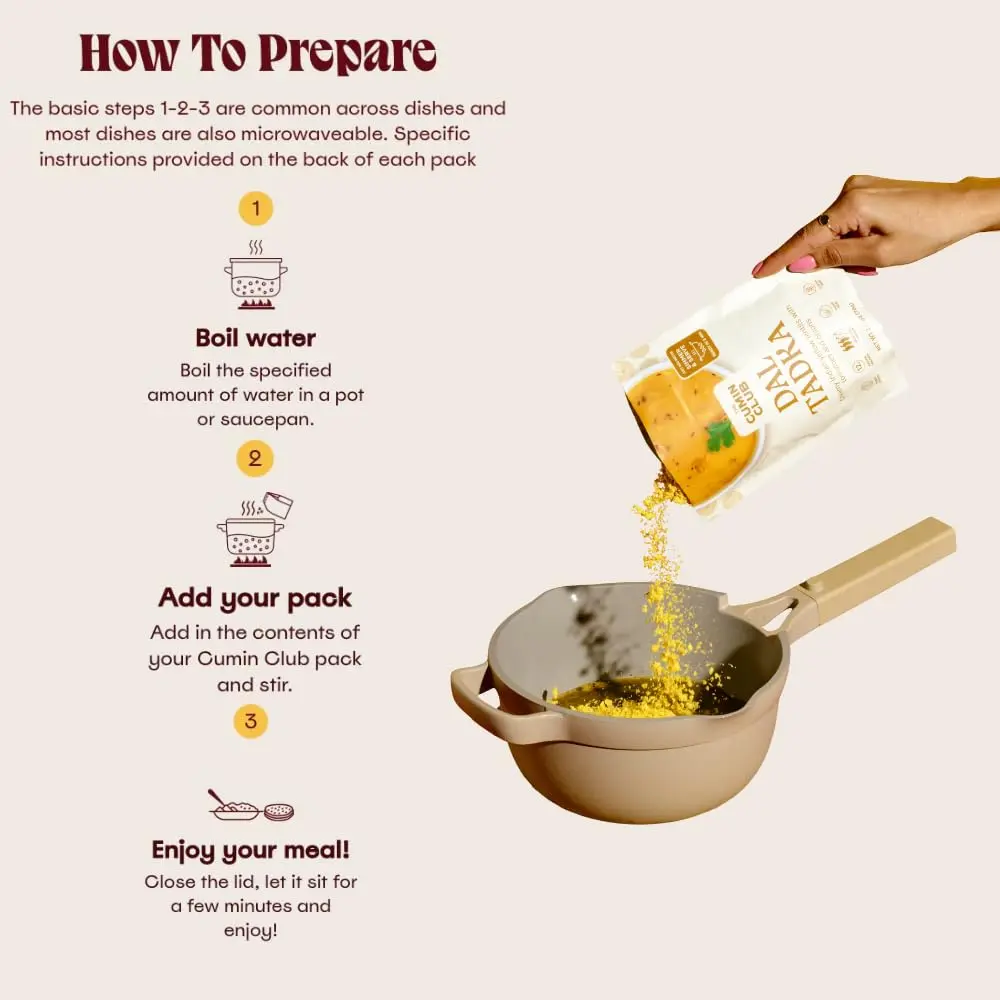 the cumin club Dal Tadka (Yellow Lentil) | Authentic Indian Meal, Vegetarian & Gluten-Free - view 3