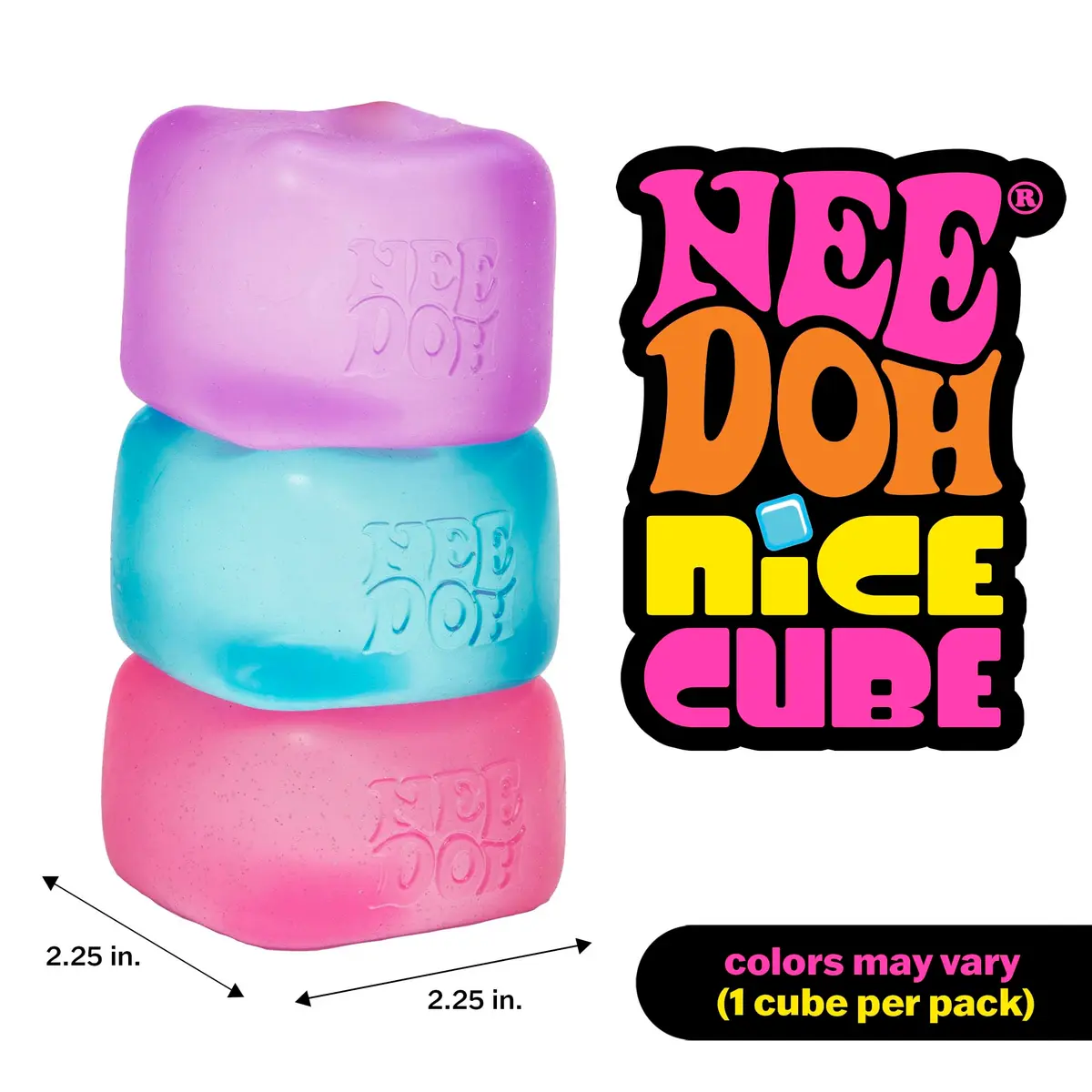 Schylling NeeDoh Nice Cube - Sensory Squeeze Toy with Super Solid Squish - 2.25" Cube - Color May Vary (Pack of 1) - view 3