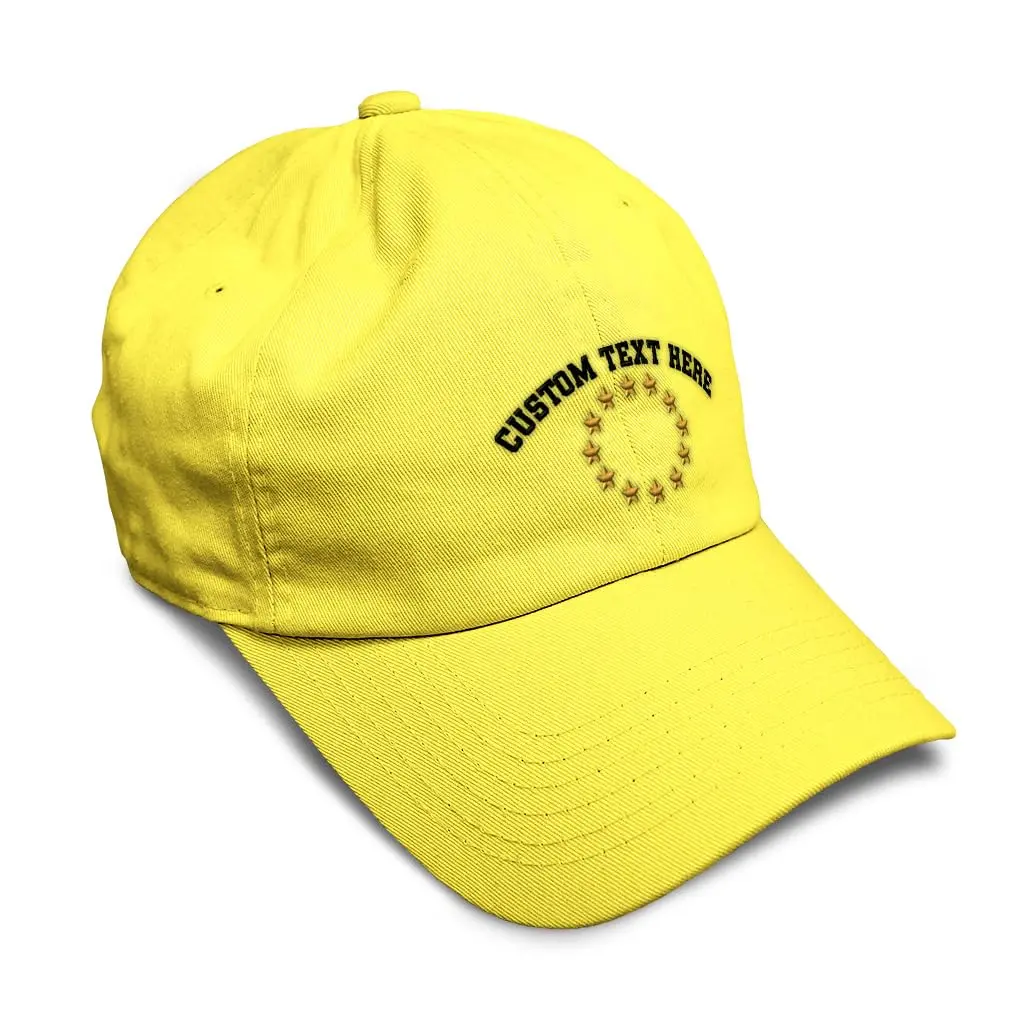 Speedy Pros Custom Soft Baseball Hat Embroidered EU Seal | Cotton Yellow, Adjustable Fit - main product image