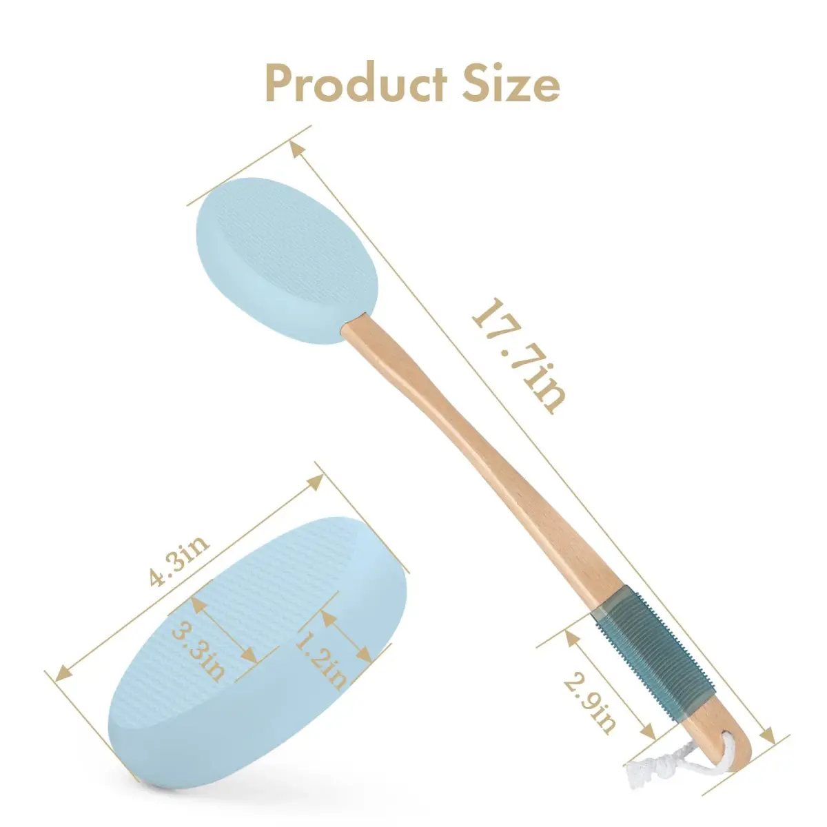 AmazerBath Blue Lotion Applicator with 17" Curved Handle & 4 Replacement Pads - view 2