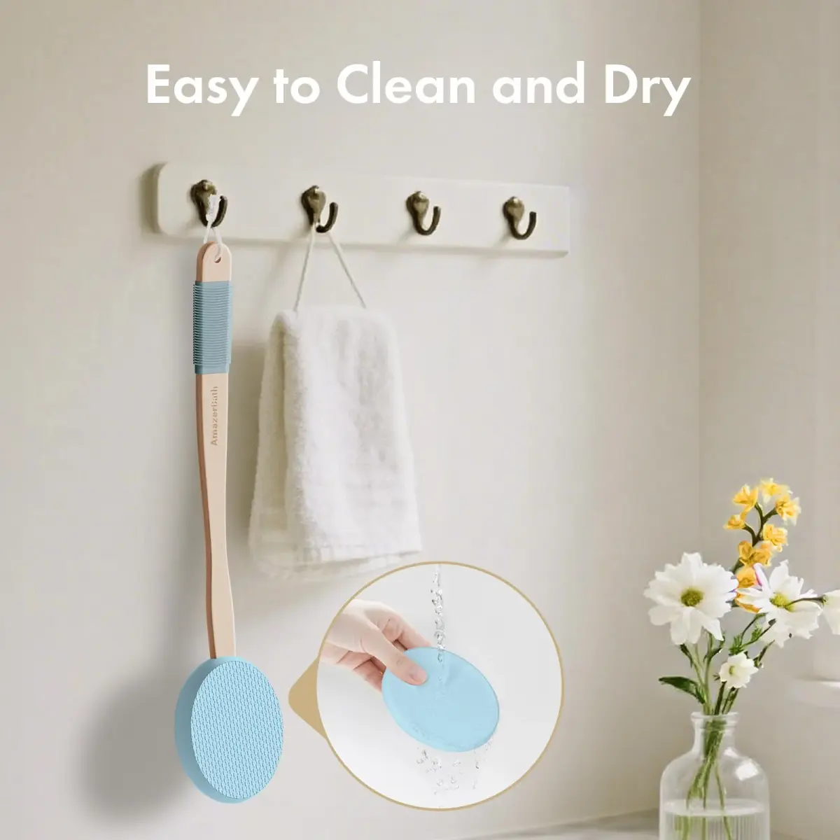 AmazerBath Blue Lotion Applicator with 17" Curved Handle & 4 Replacement Pads - view 4