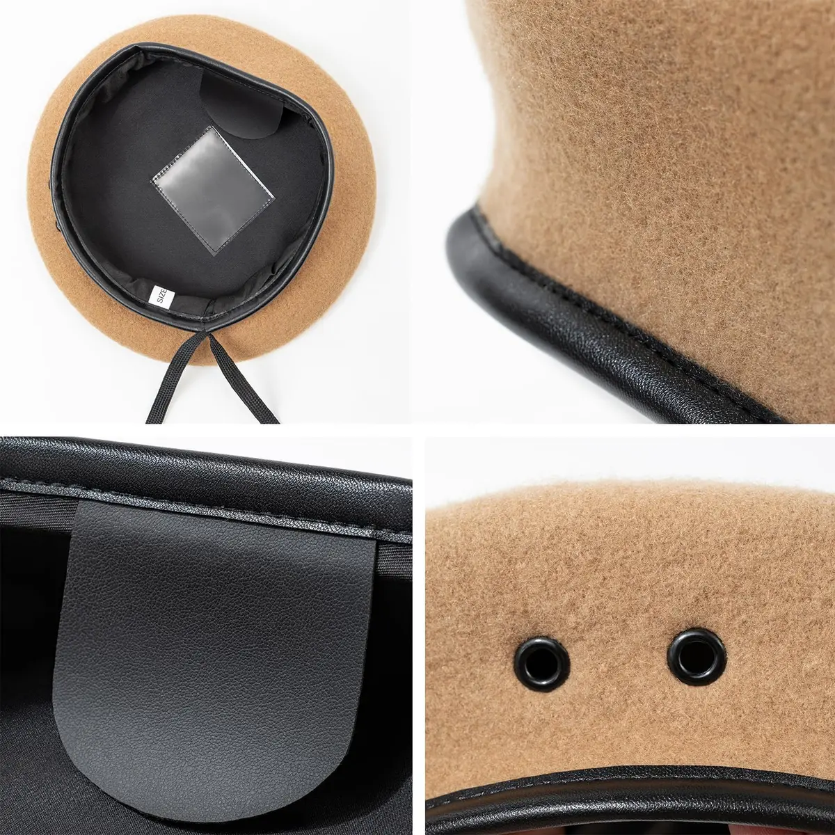Gajaous British Military Beret Navy Blue | 100% Wool, Adjustable Fit, Leather Sweatband - view 7