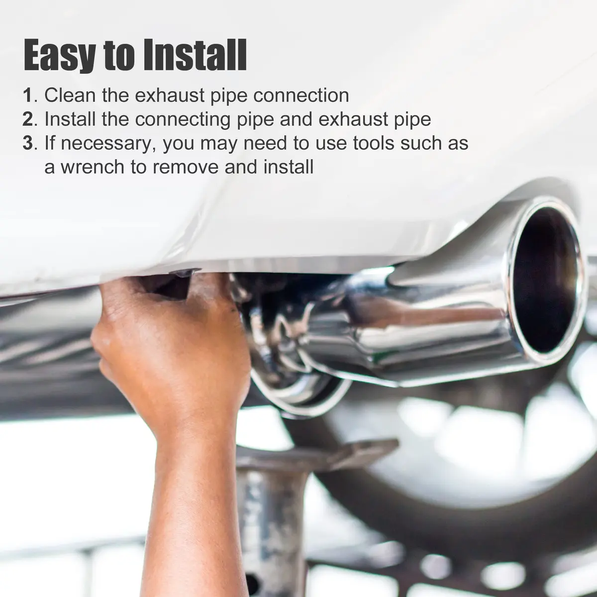 X AUTOHAUX 2pcs OD 2.5 Inch 45 Degree Exhaust Elbow Pipe | Durable Stainless Steel, Universal Fit - view 7