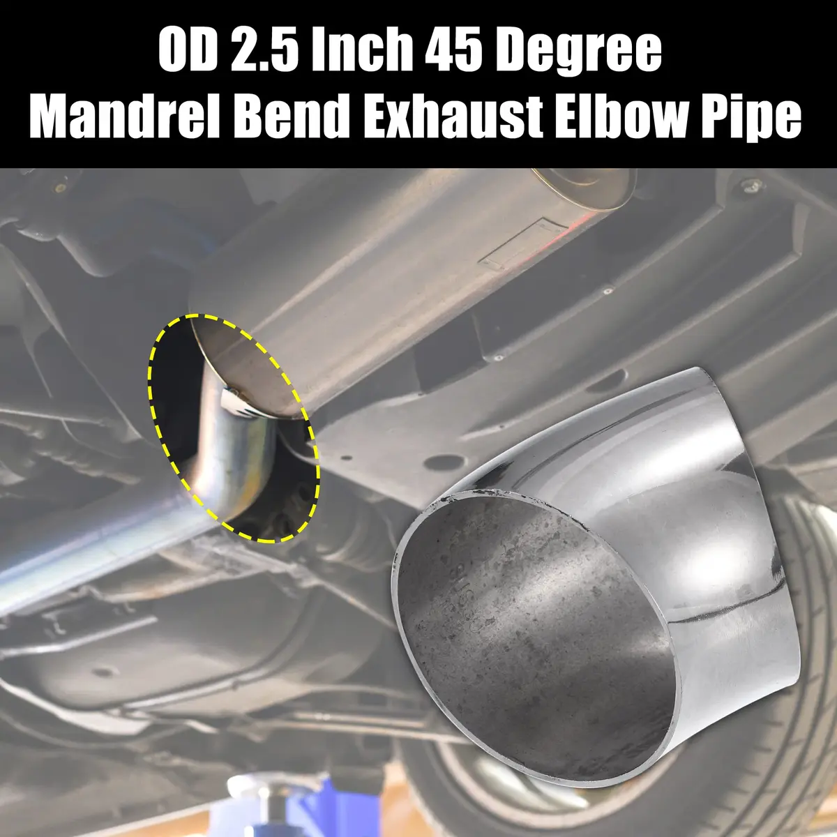 X AUTOHAUX 2pcs OD 2.5 Inch 45 Degree Exhaust Elbow Pipe | Durable Stainless Steel, Universal Fit - view 2