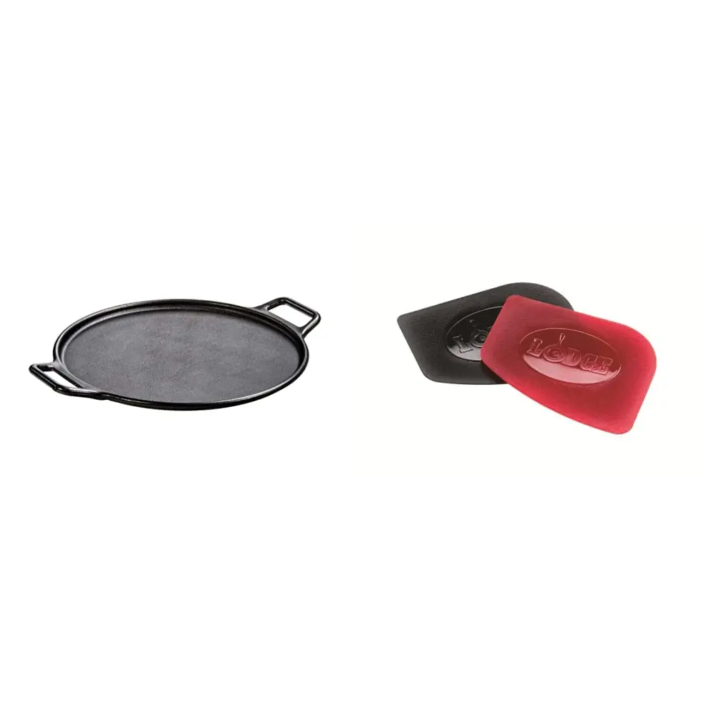 Lodge 14 Inch Seasoned Cast Iron Pizza Pan & ScraperPK 2-Pack | Oven-Safe, Nonstick, Durable - main product image
