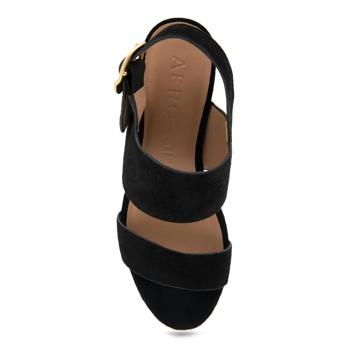 Aerosoles Camera Black Suede 11 B (M) | Platform Heel, Cushioned Insole, Buckled Strap, Supportive Comfort - view 7