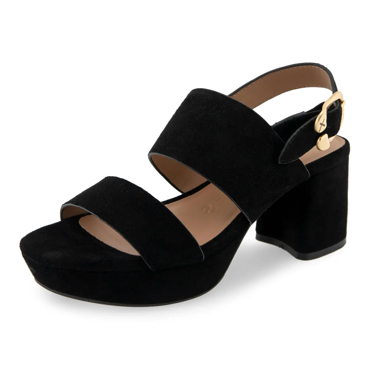Aerosoles Camera Black Suede 11 B (M) | Platform Heel, Cushioned Insole, Buckled Strap, Supportive Comfort - main product image