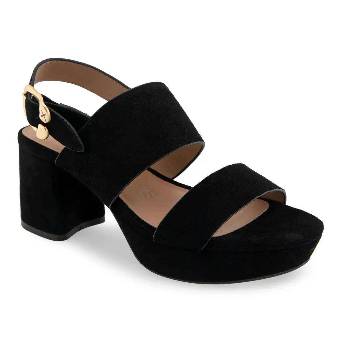 Aerosoles Camera Black Suede 11 B (M) | Platform Heel, Cushioned Insole, Buckled Strap, Supportive Comfort - view 2