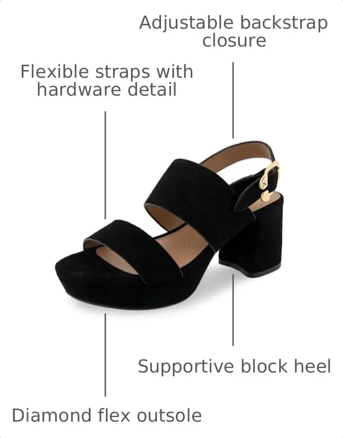 Aerosoles Camera Black Suede 11 B (M) | Platform Heel, Cushioned Insole, Buckled Strap, Supportive Comfort - view 4