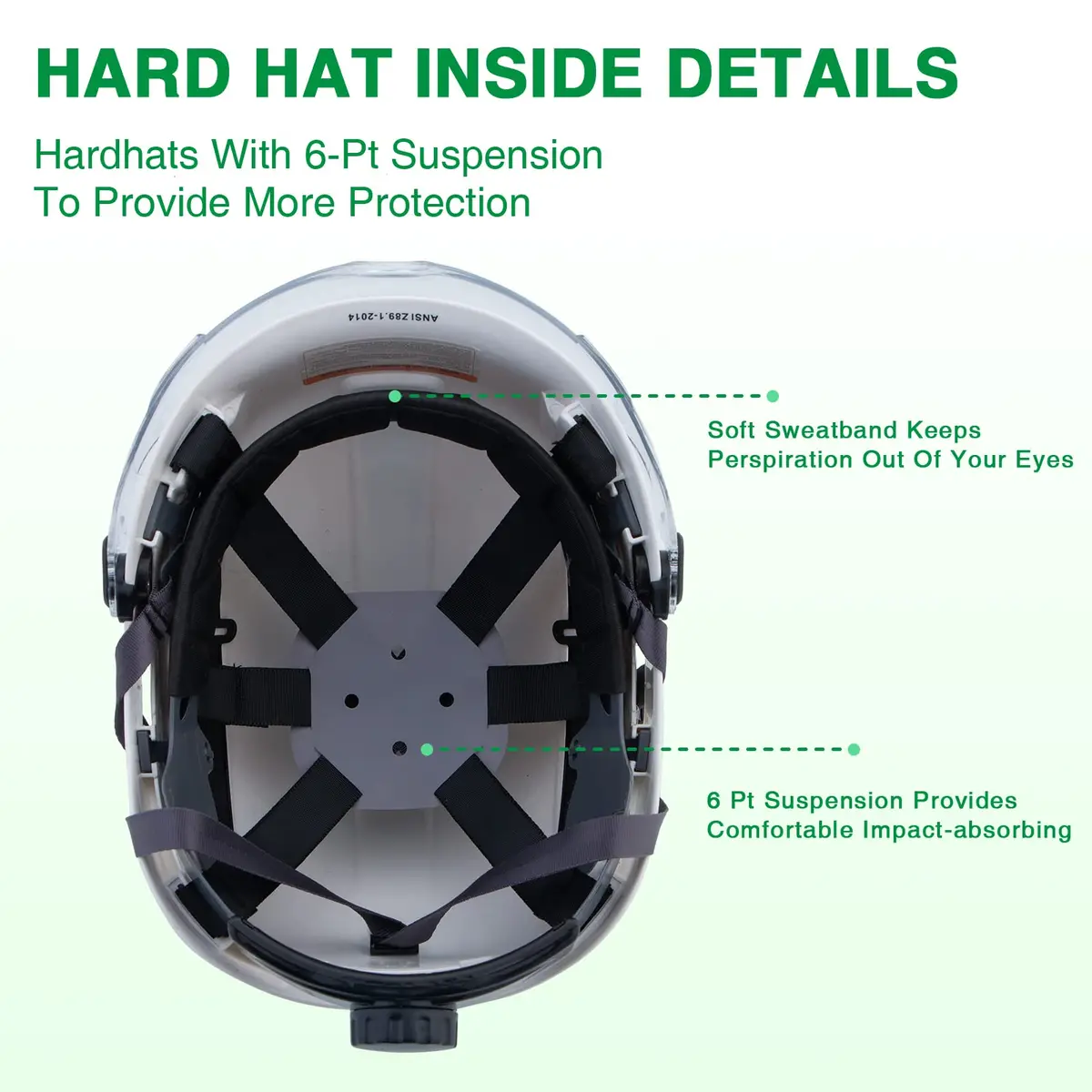 LOHASTAR Safety Helmet Hard Hat Vented ANSI Z89.1 Approved Work Hardhat for Forestry Chainsaw Tree Logging (White+Clear Visor+Earmuff) | 1 Size - view 6