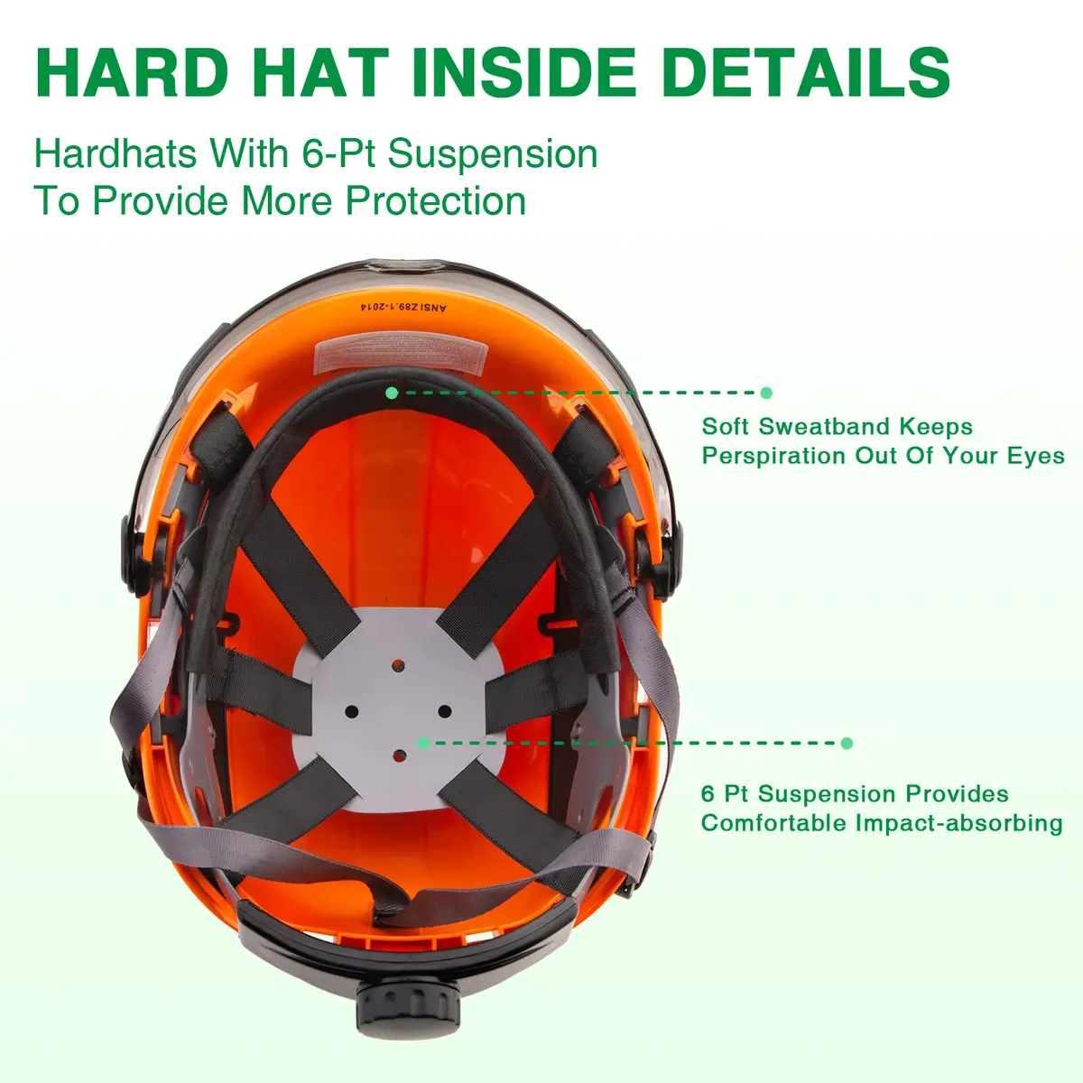 LOHASTAR Safety Helmet Hard Hat Vented ANSI Z89.1 Approved Work Hardhat for Forestry Chainsaw Arborist Tree Logging Helmet (Orange+Tinted Visor+Earmuff) | Impact-Resistant - view 6